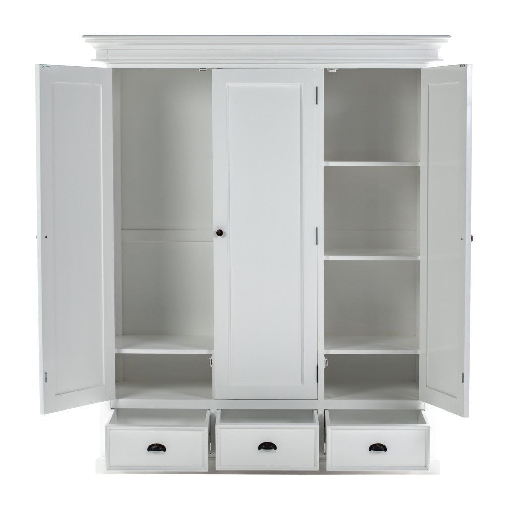 62" Off White Solid Wood Frame Standard Curio Cabinet With Six Shelves