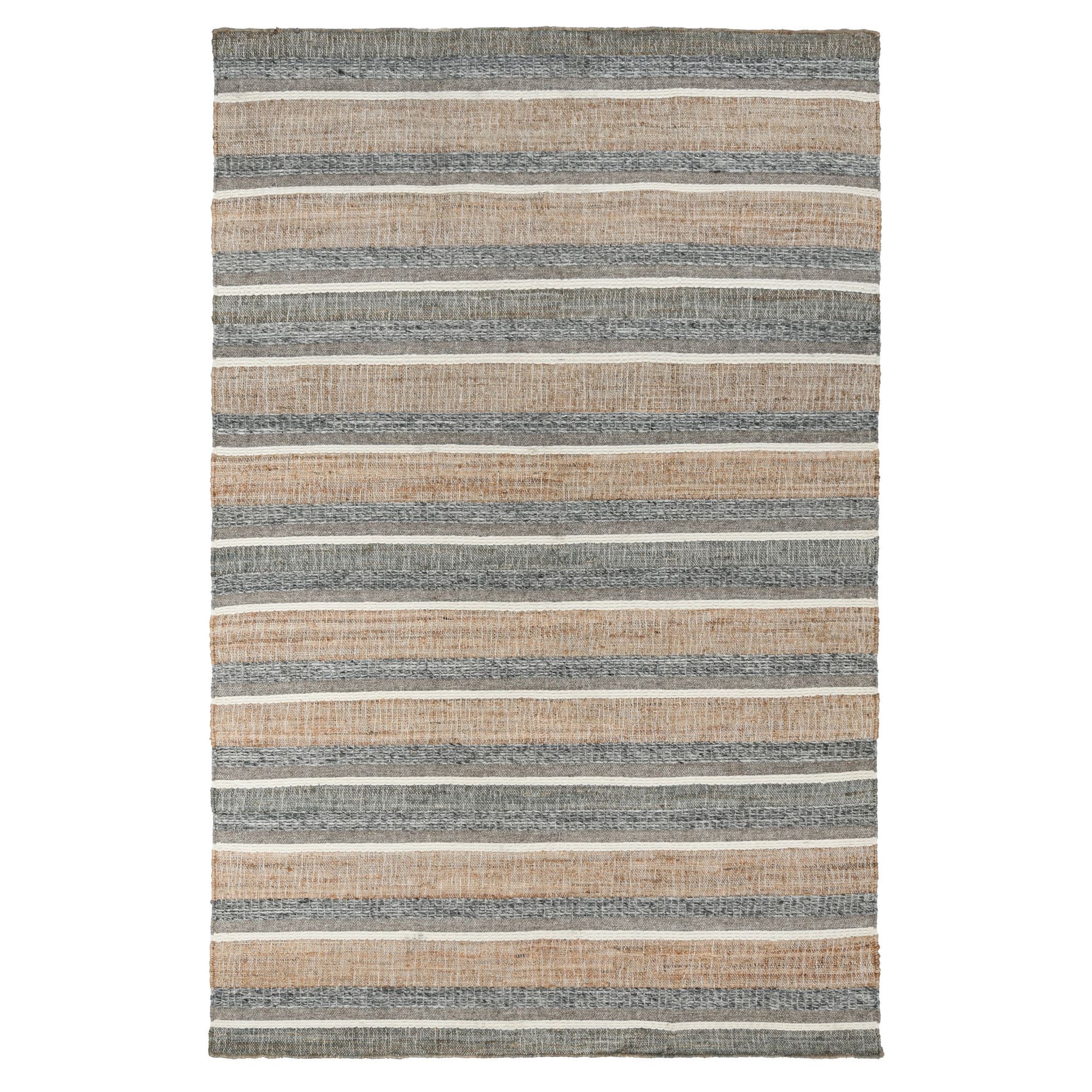 5' X 8' Blue Striped Hand Woven Area Rug