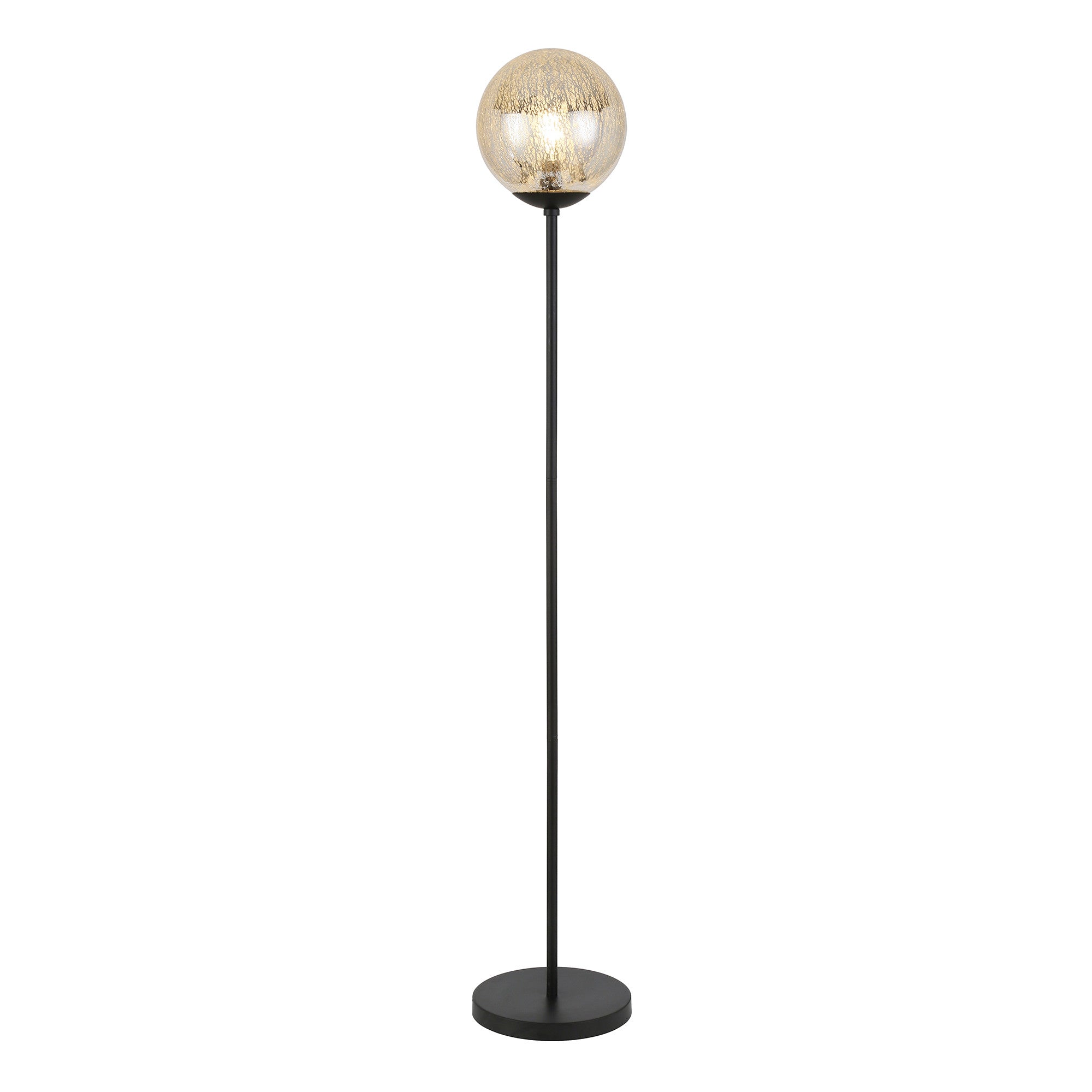 66" Black Novelty Floor Lamp With Clear Transparent Glass Globe Shade