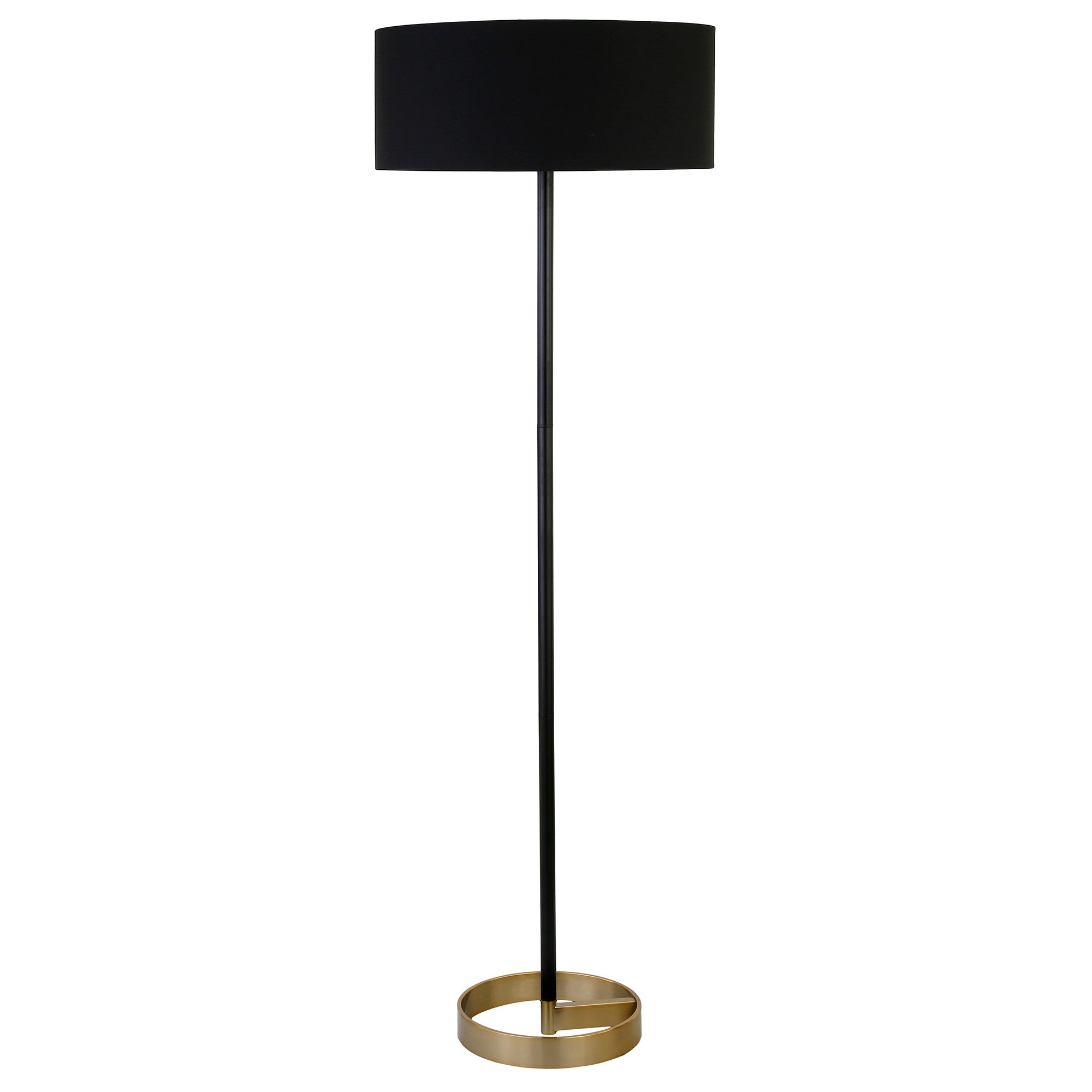 62" Black Traditional Shaped Floor Lamp With Black No Pattern Drum Shade