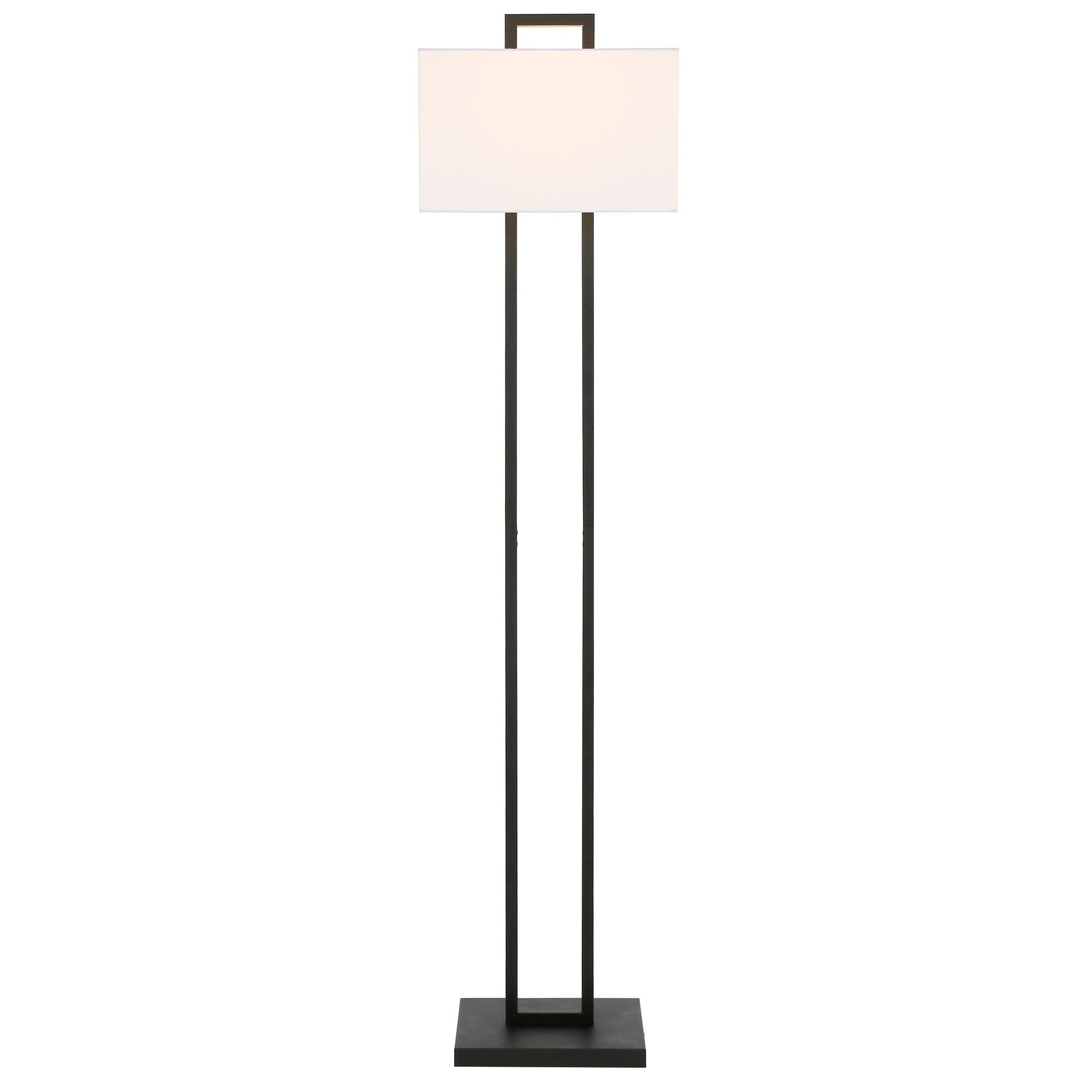 68" Black Traditional Shaped Floor Lamp With White Frosted Glass Rectangular Shade