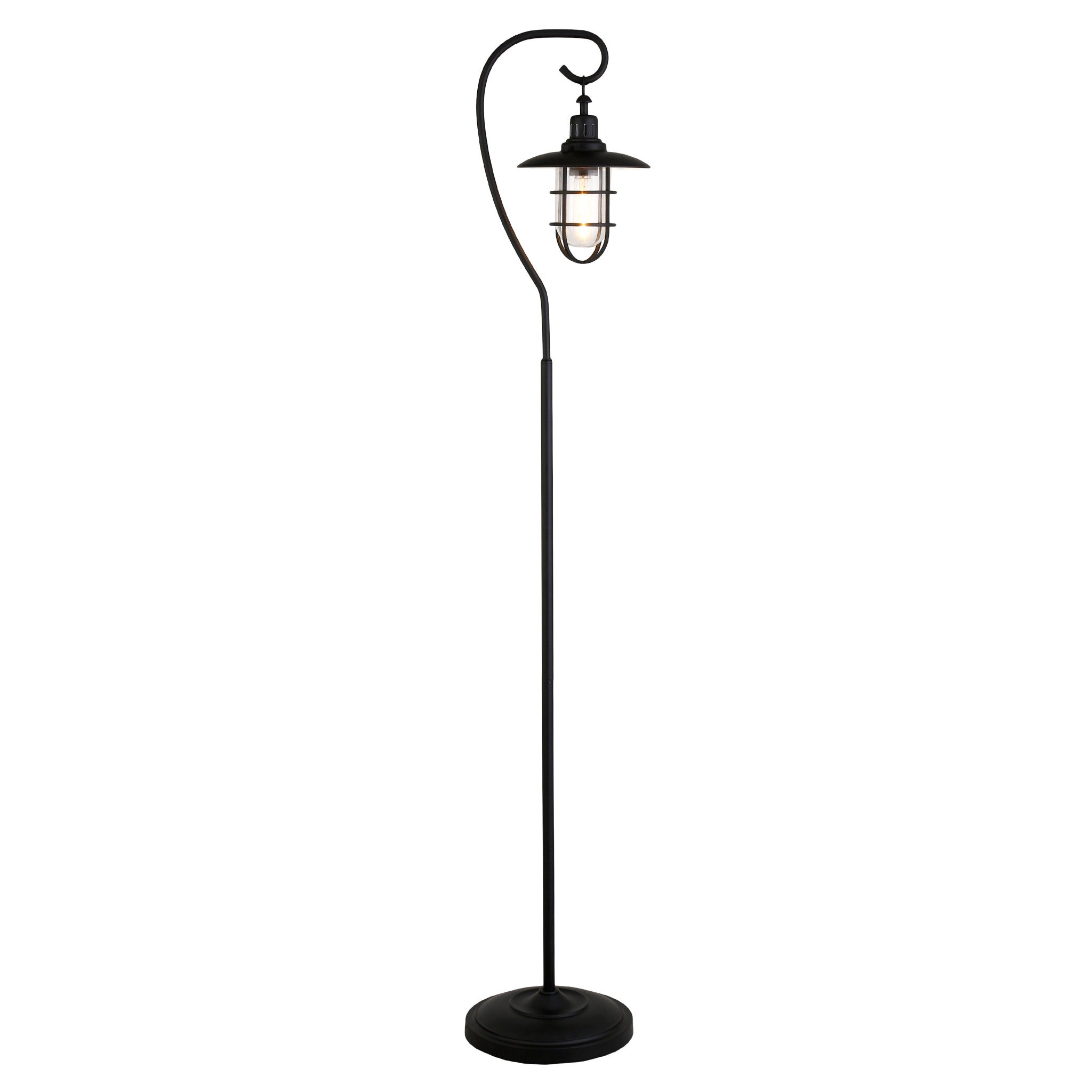 63" Black Arched Floor Lamp With Clear Transparent Glass Globe Shade