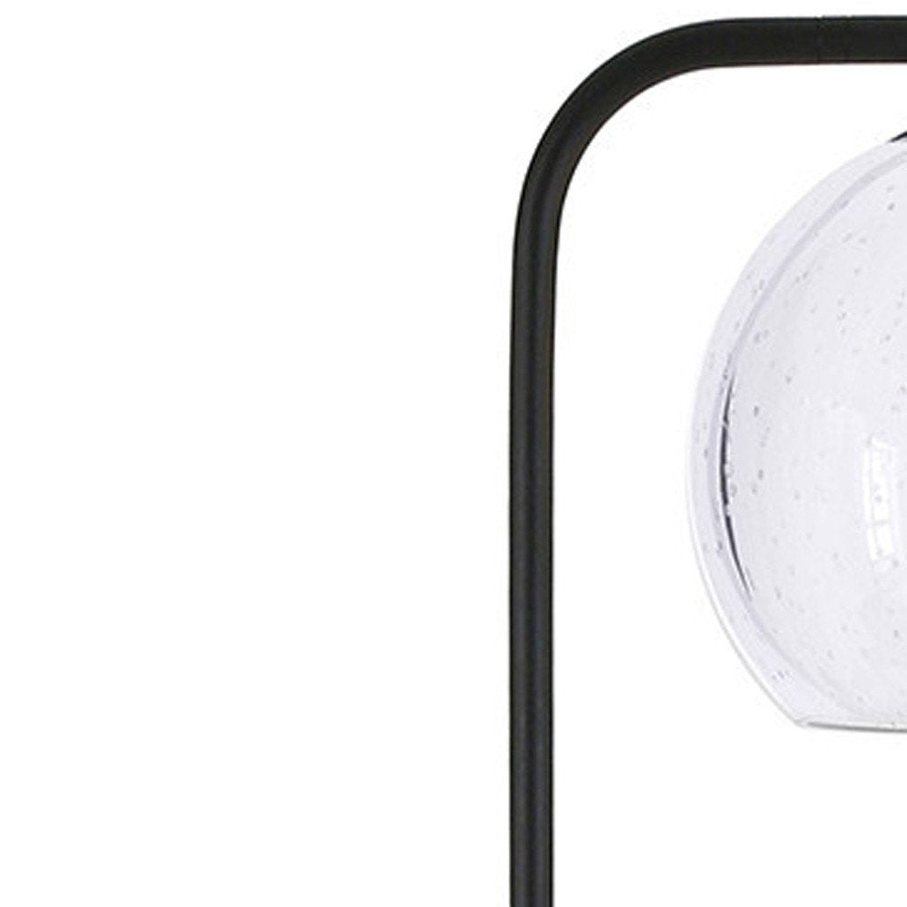 68" Black Adjustable Reading Floor Lamp With Clear Seeded Glass Globe Shade
