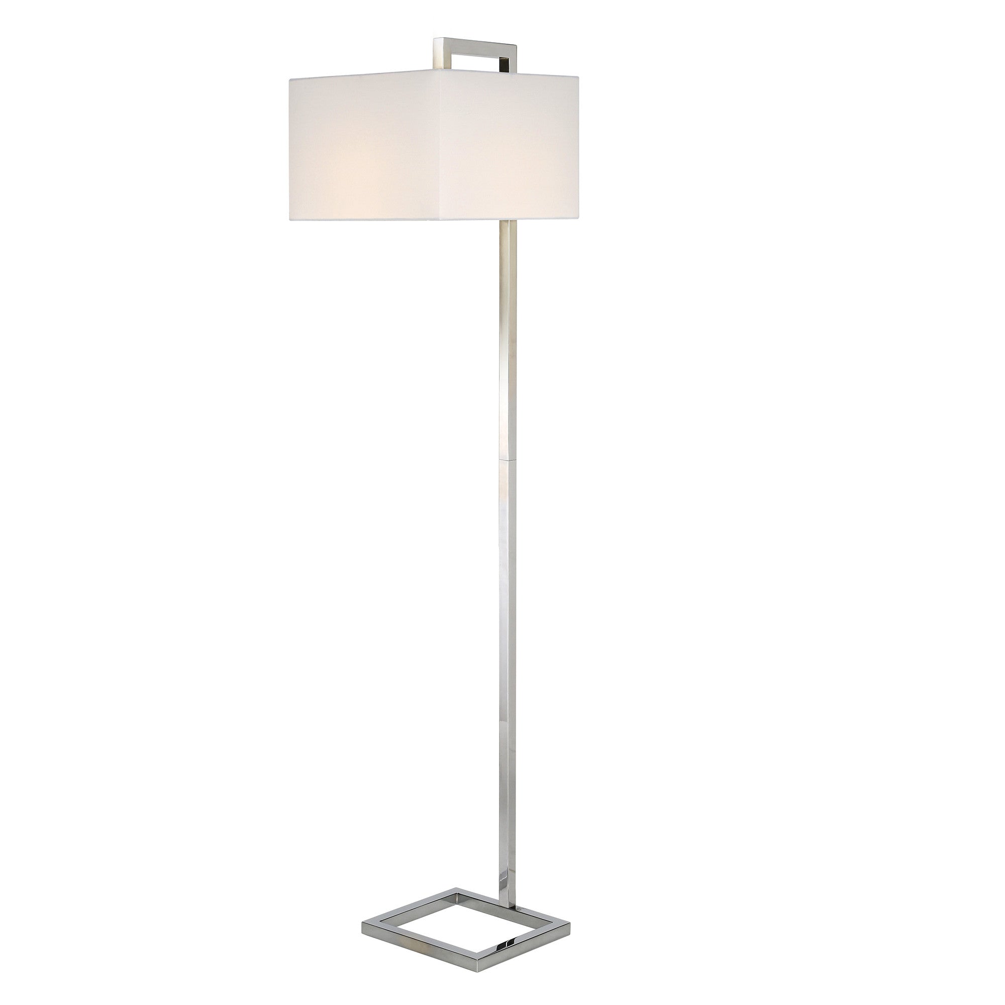 68" Nickel Floor Lamp With White Frosted Glass Rectangular Shade