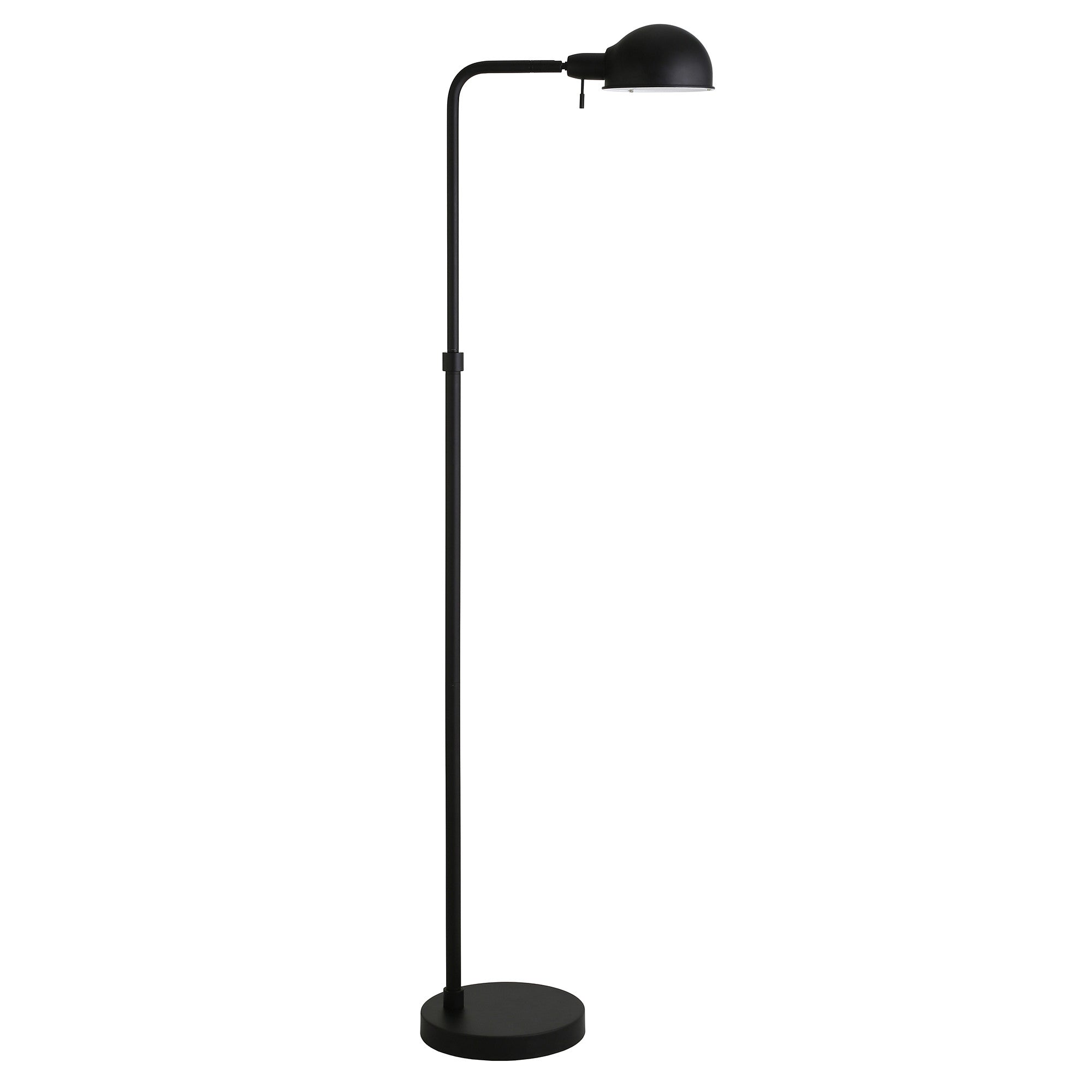 66" Black Reading Floor Lamp With Black Dome Shade