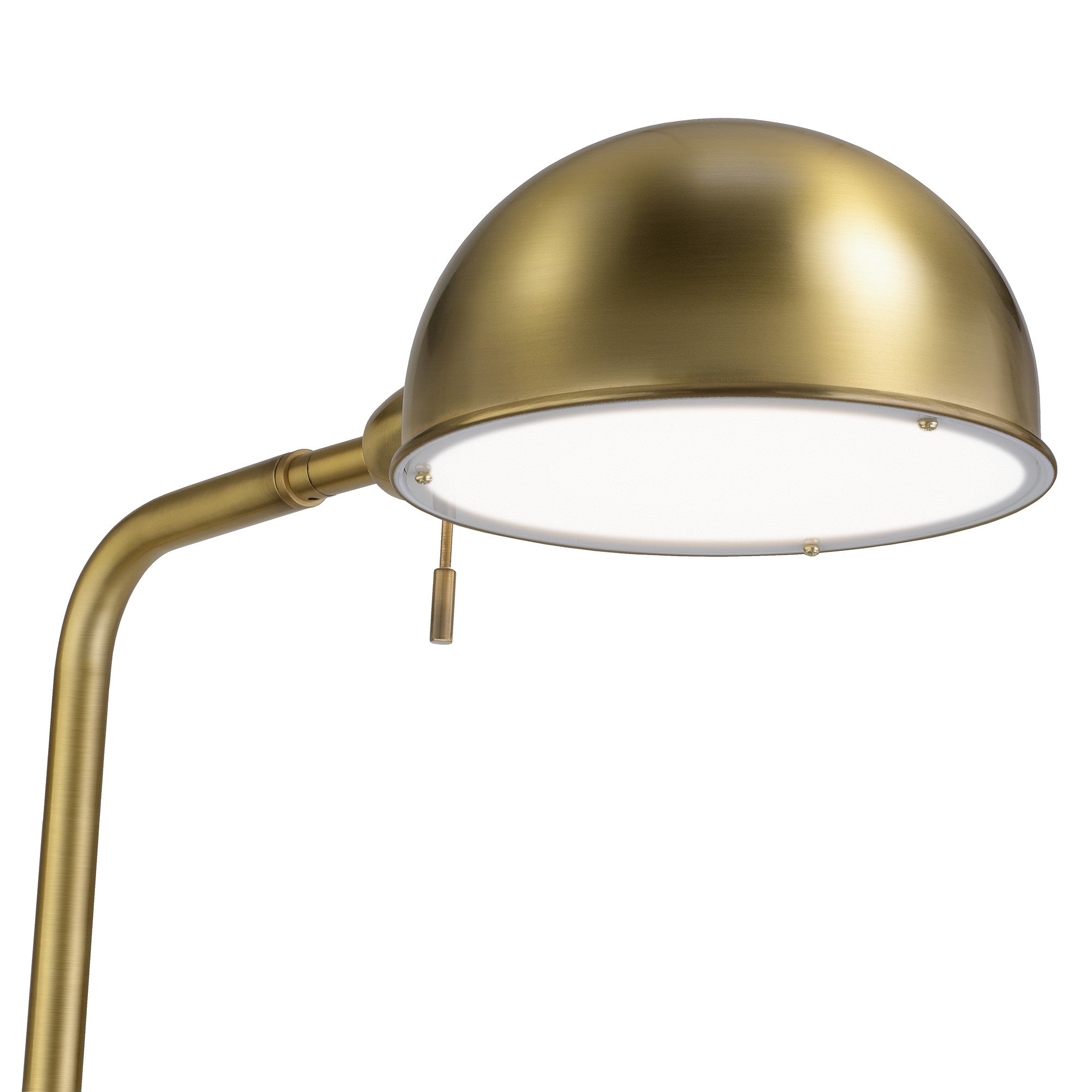 66" Brass Reading Floor Lamp With Gold Dome Shade