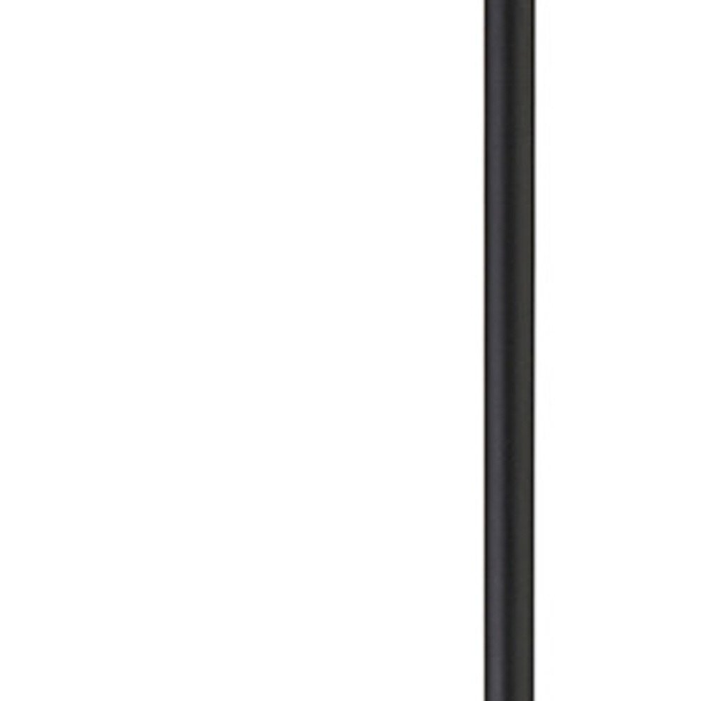 69" Black Two Light Novelty Floor Lamp With White Frosted Glass Globe Shade