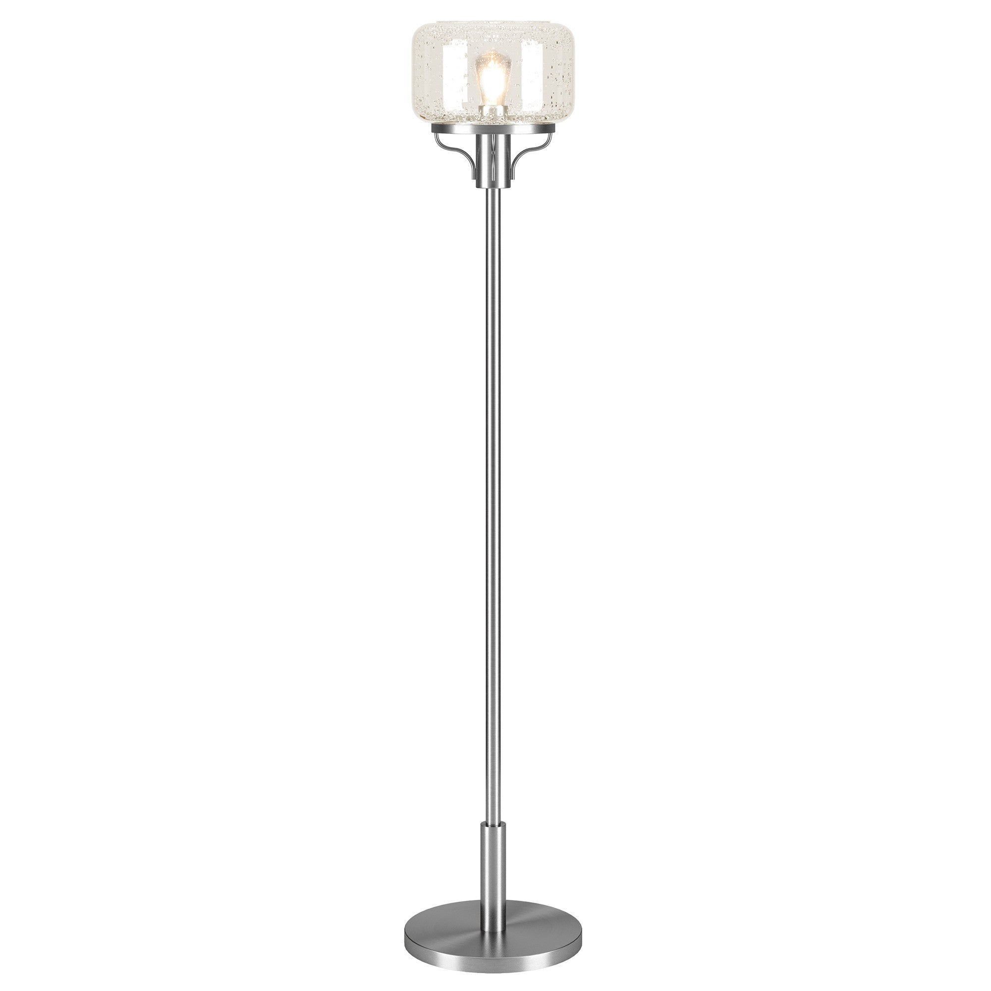 62" Nickel Novelty Floor Lamp With Clear Seeded Glass Globe Shade