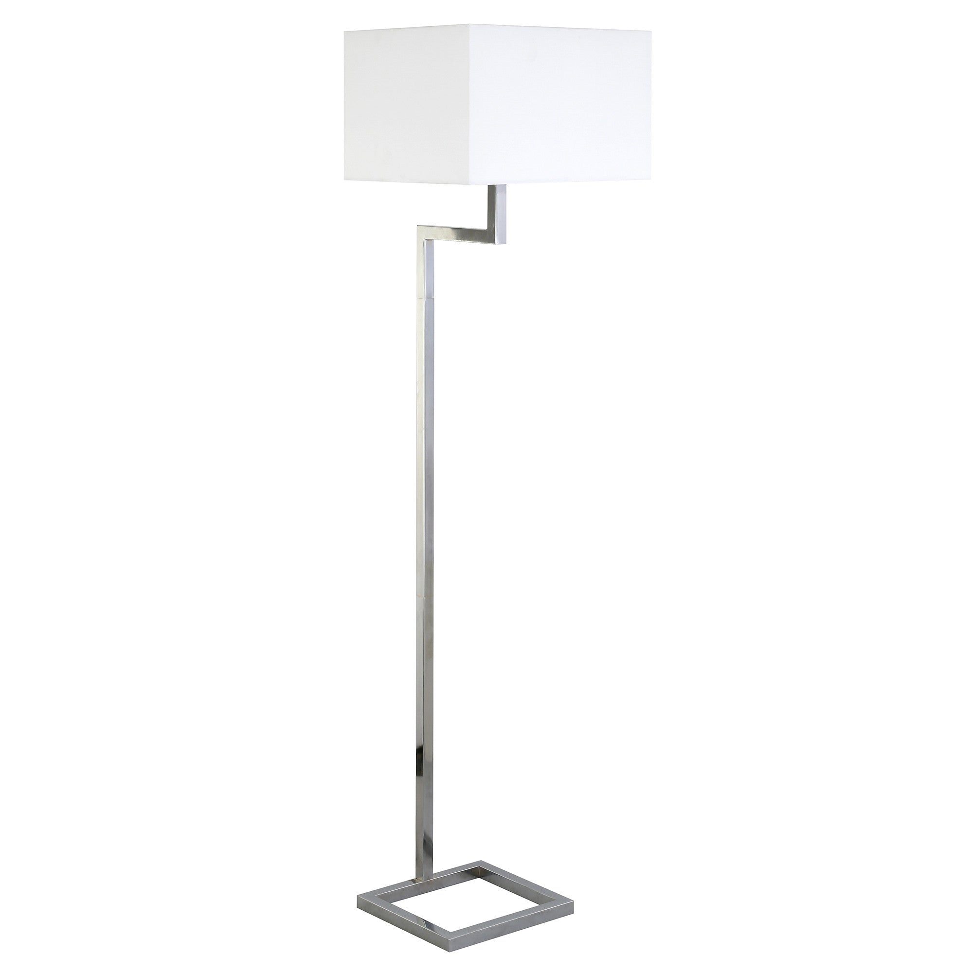64" Nickel Floor Lamp With White Frosted Glass Rectangular Shade