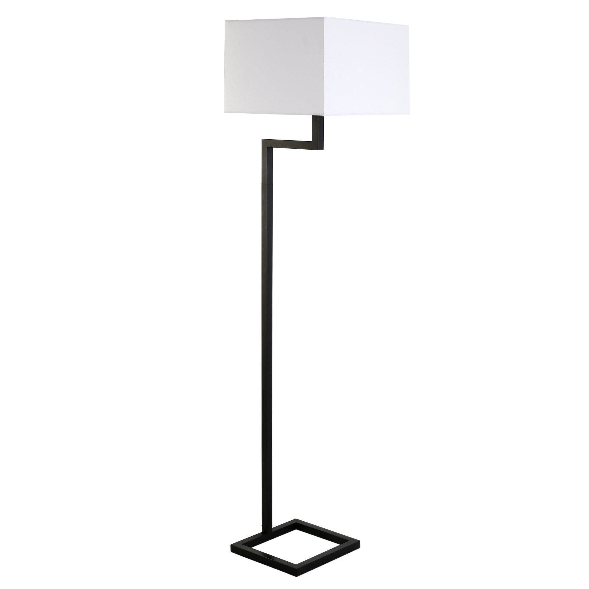 64" Black Floor Lamp With White Frosted Glass Rectangular Shade