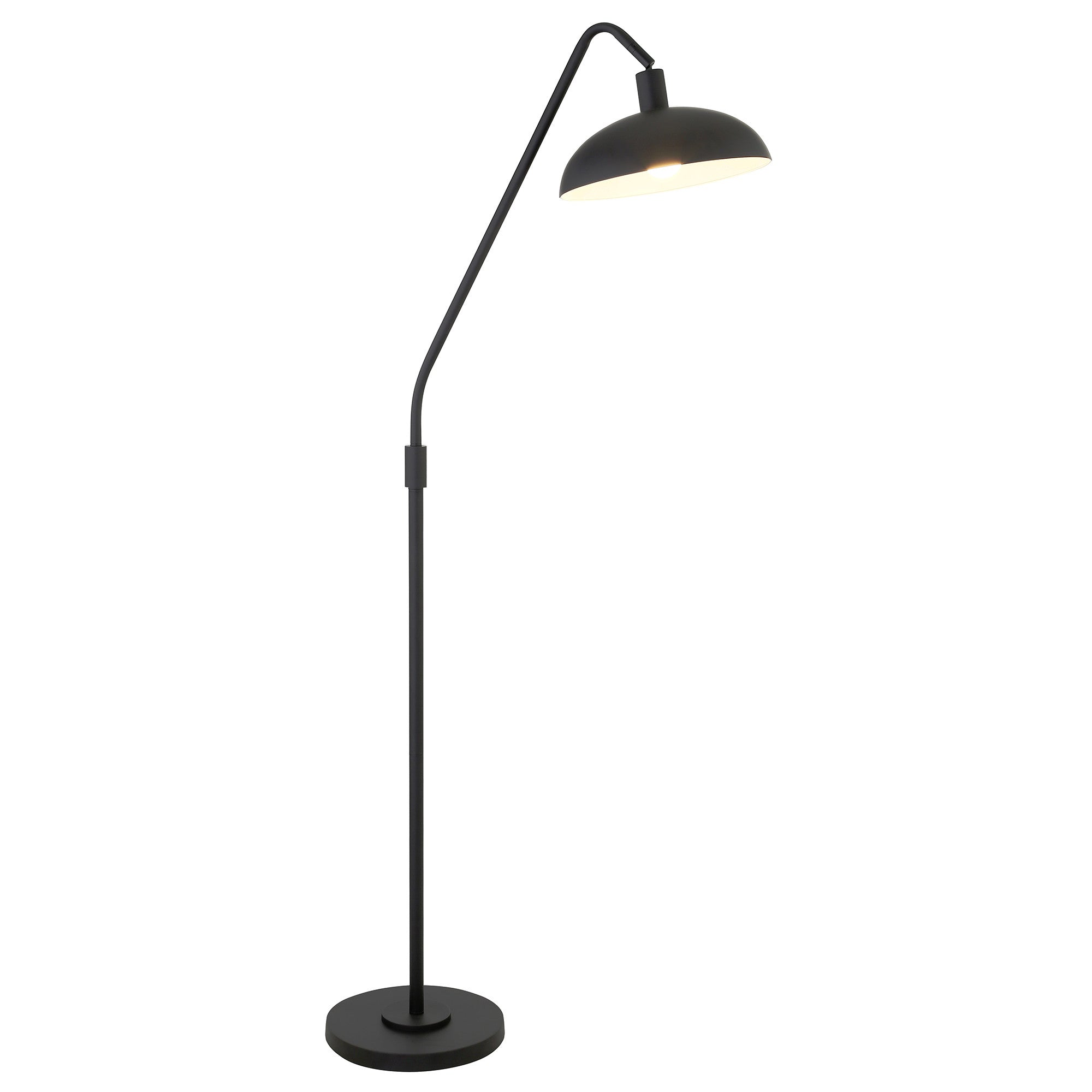 66" Black Reading Floor Lamp With Black Bowl Shade