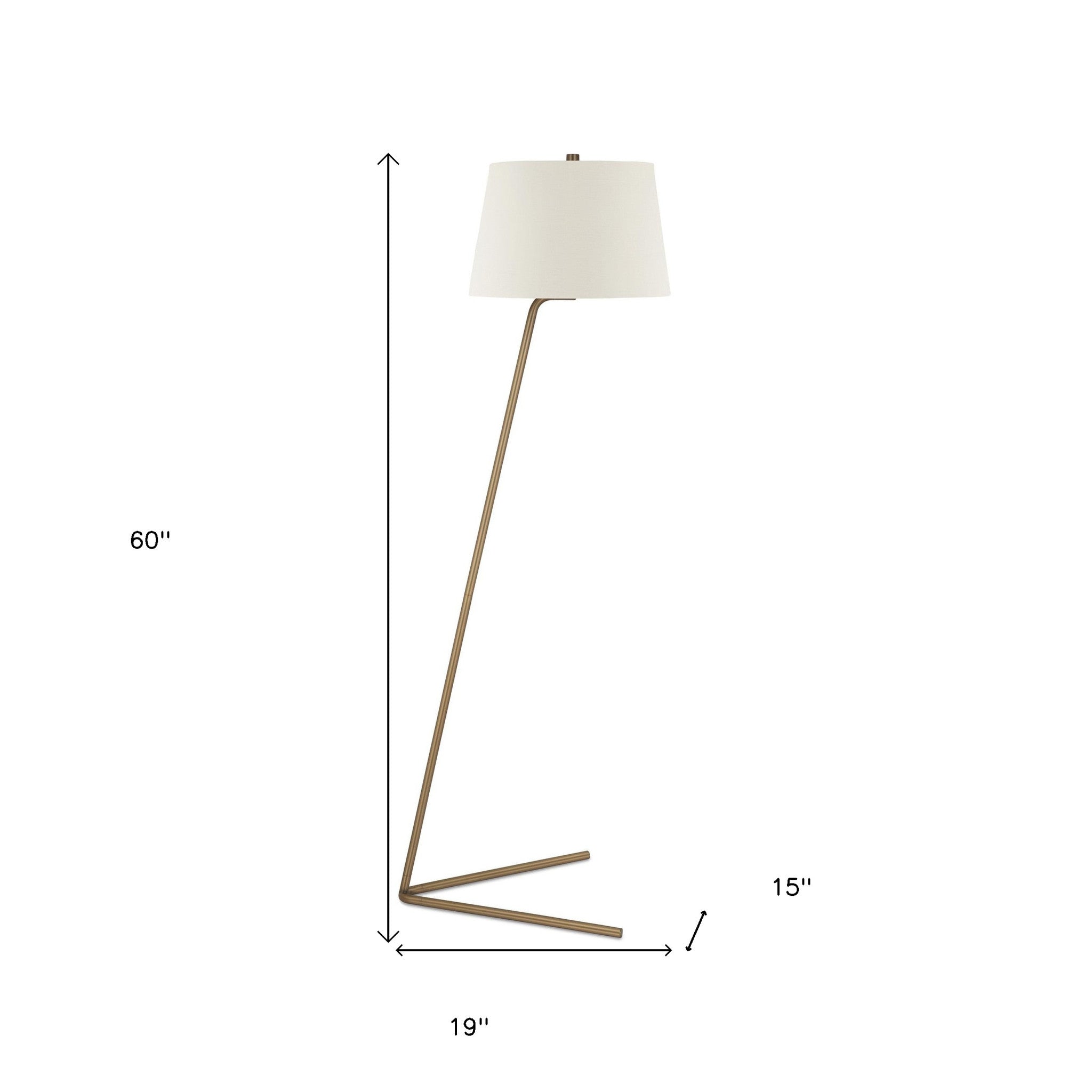 60" Brass Novelty Floor Lamp With White Frosted Glass Drum Shade