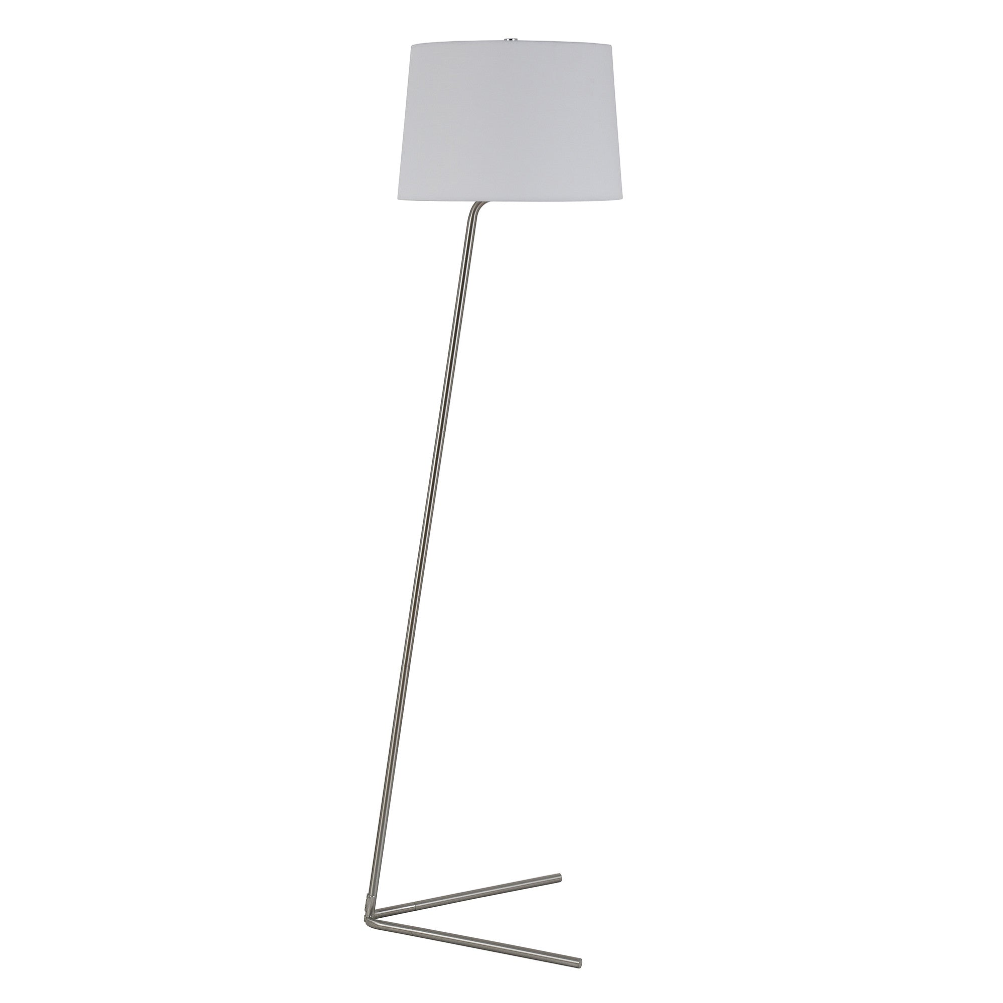 60" Nickel Novelty Floor Lamp With White Frosted Glass Drum Shade