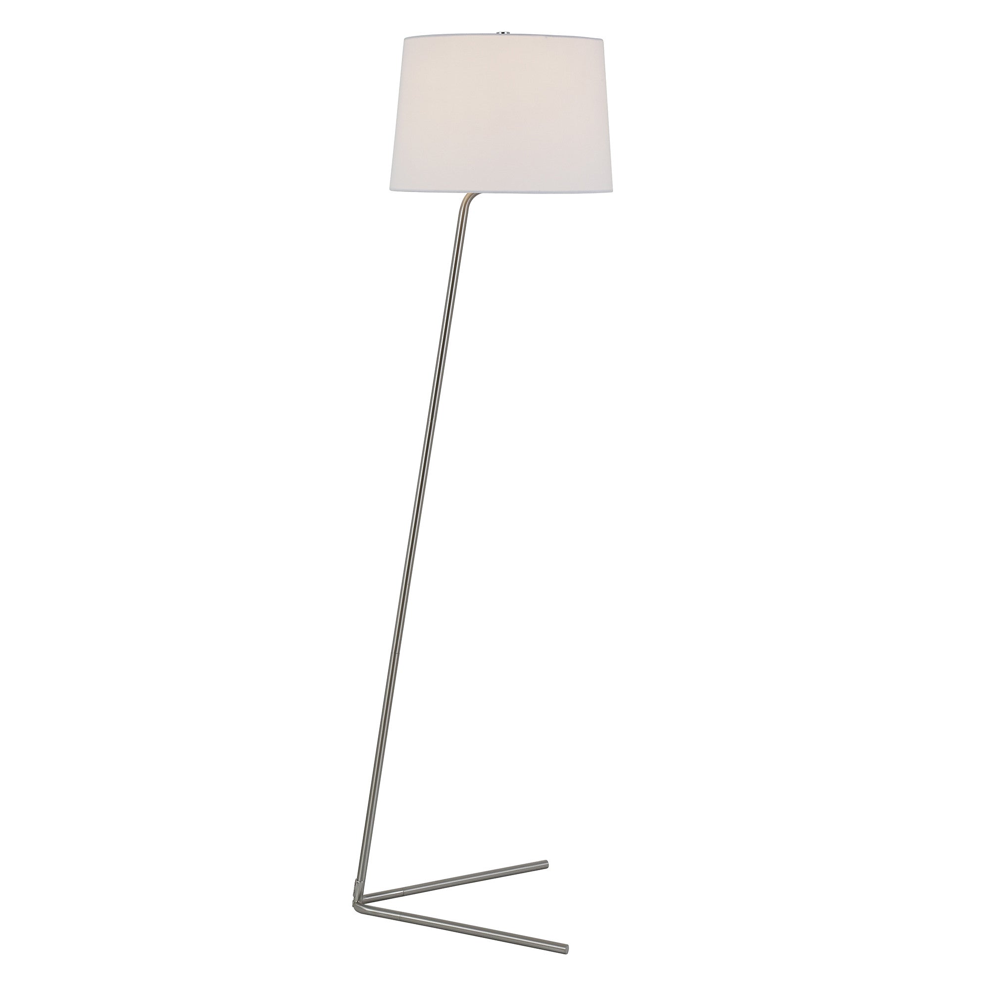 60" Nickel Novelty Floor Lamp With White Frosted Glass Drum Shade