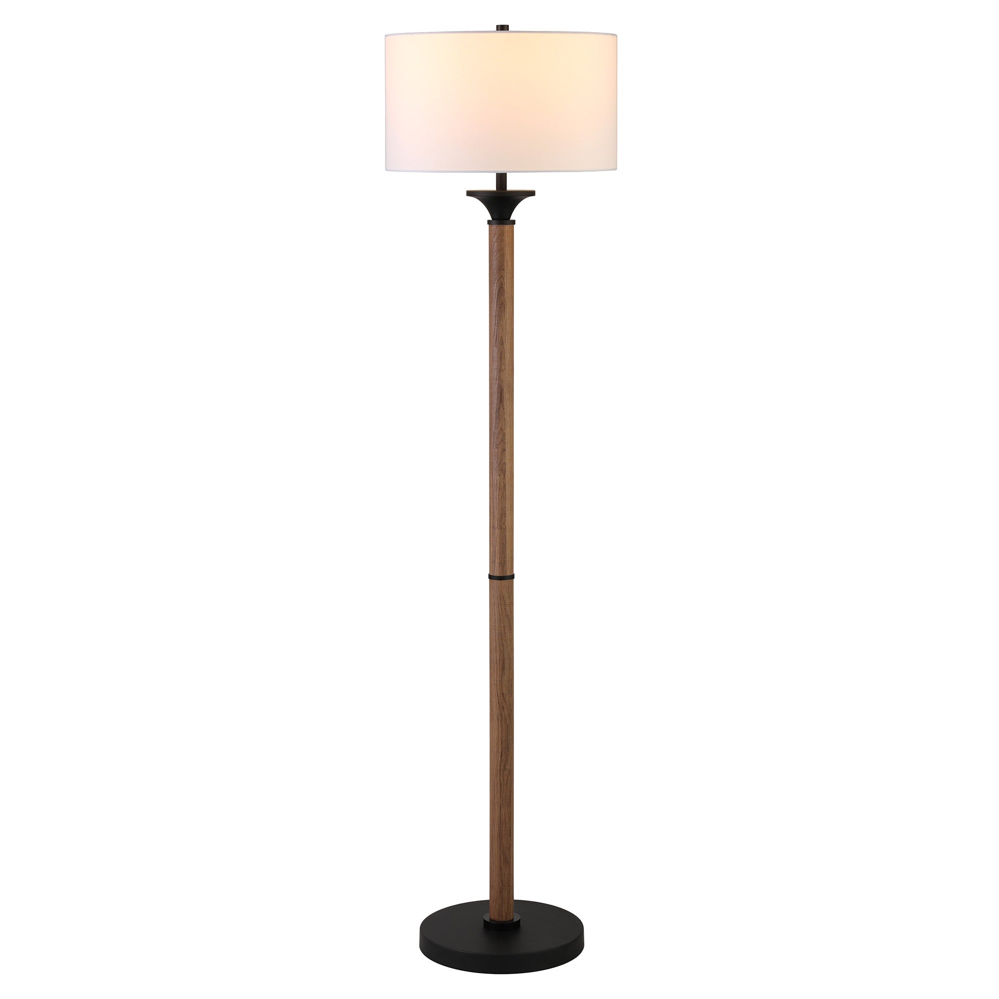 66" Black Traditional Shaped Floor Lamp With White Drum Shade