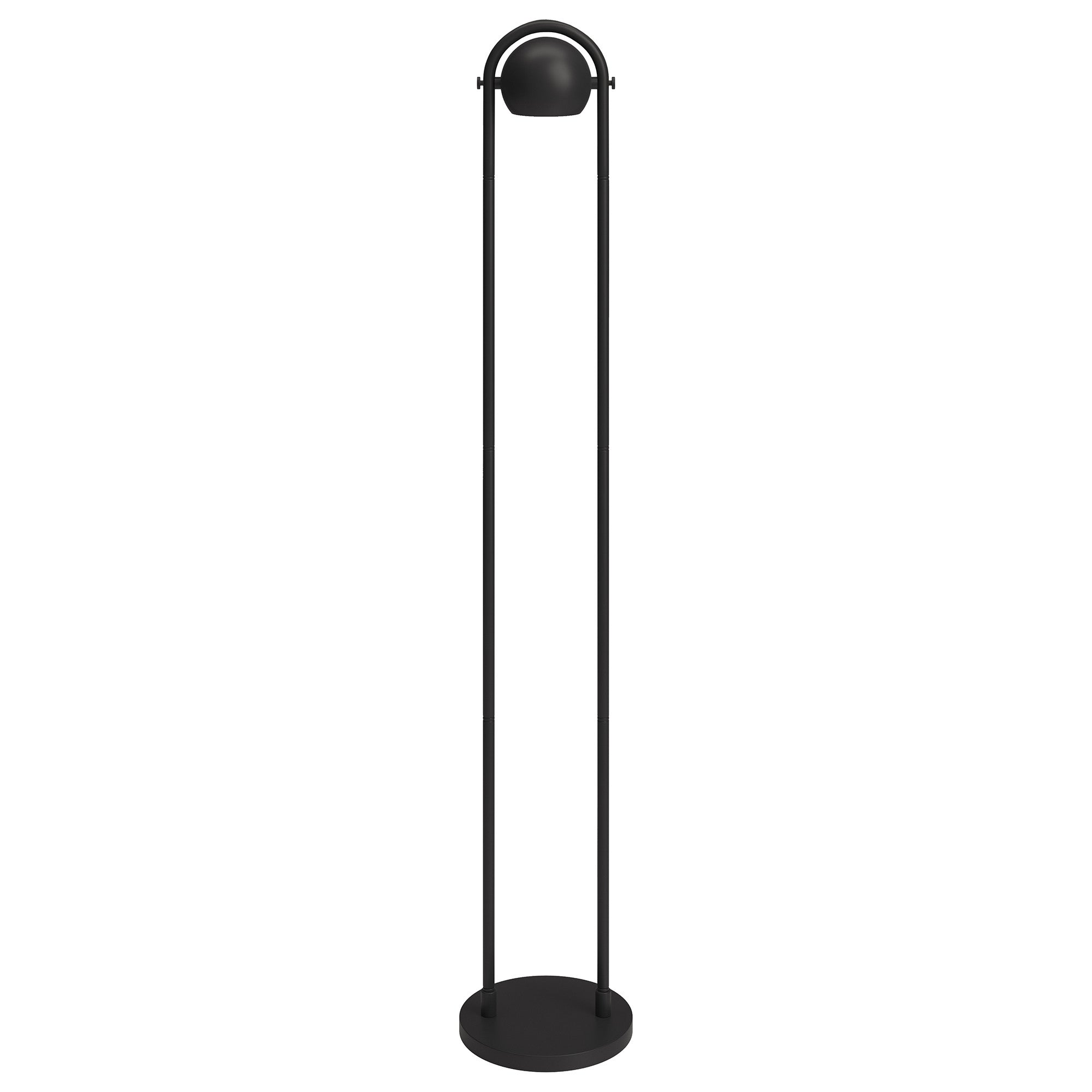 64" Black Column Floor Lamp With Black Globe Shade