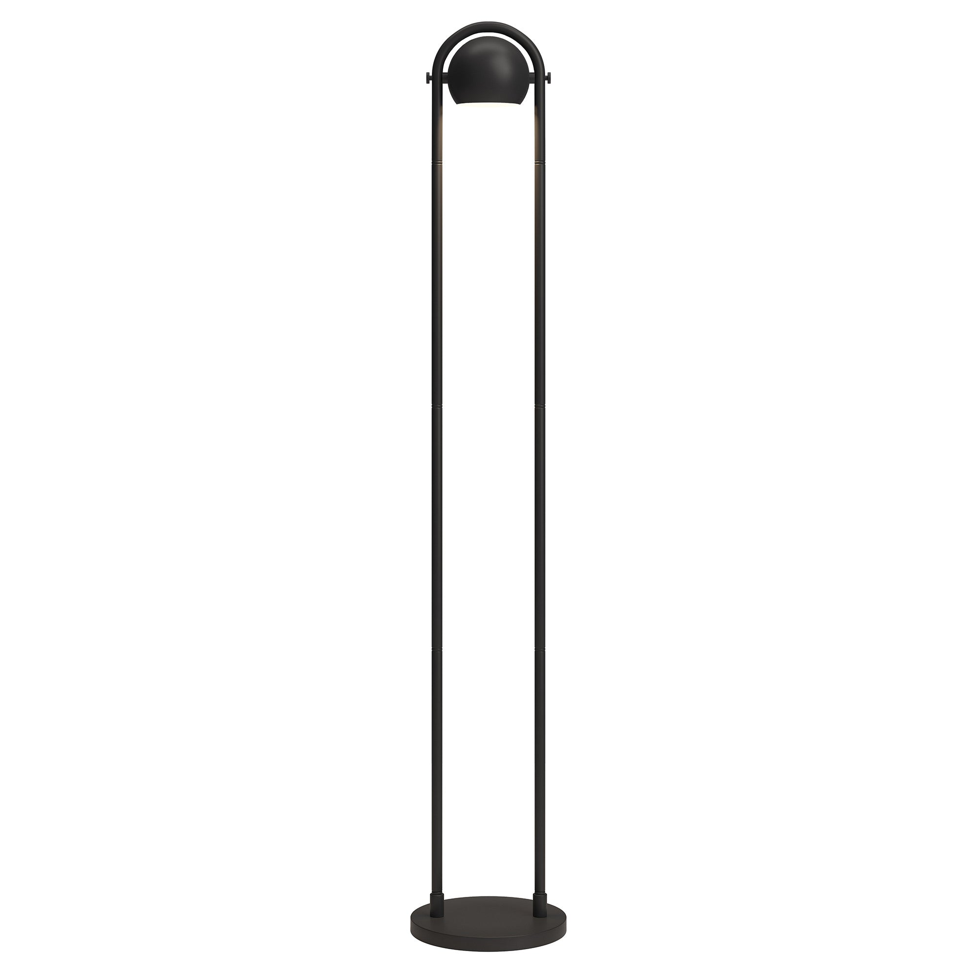 64" Black Column Floor Lamp With Black Globe Shade