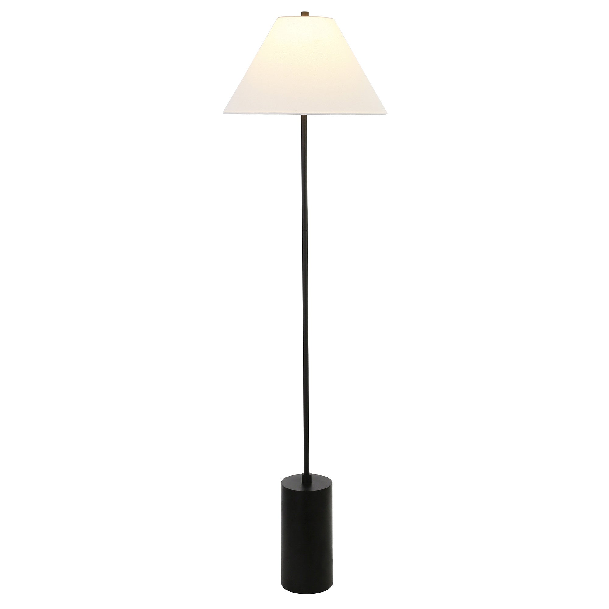 64" Black Traditional Shaped Floor Lamp With White Frosted Glass Empire Shade