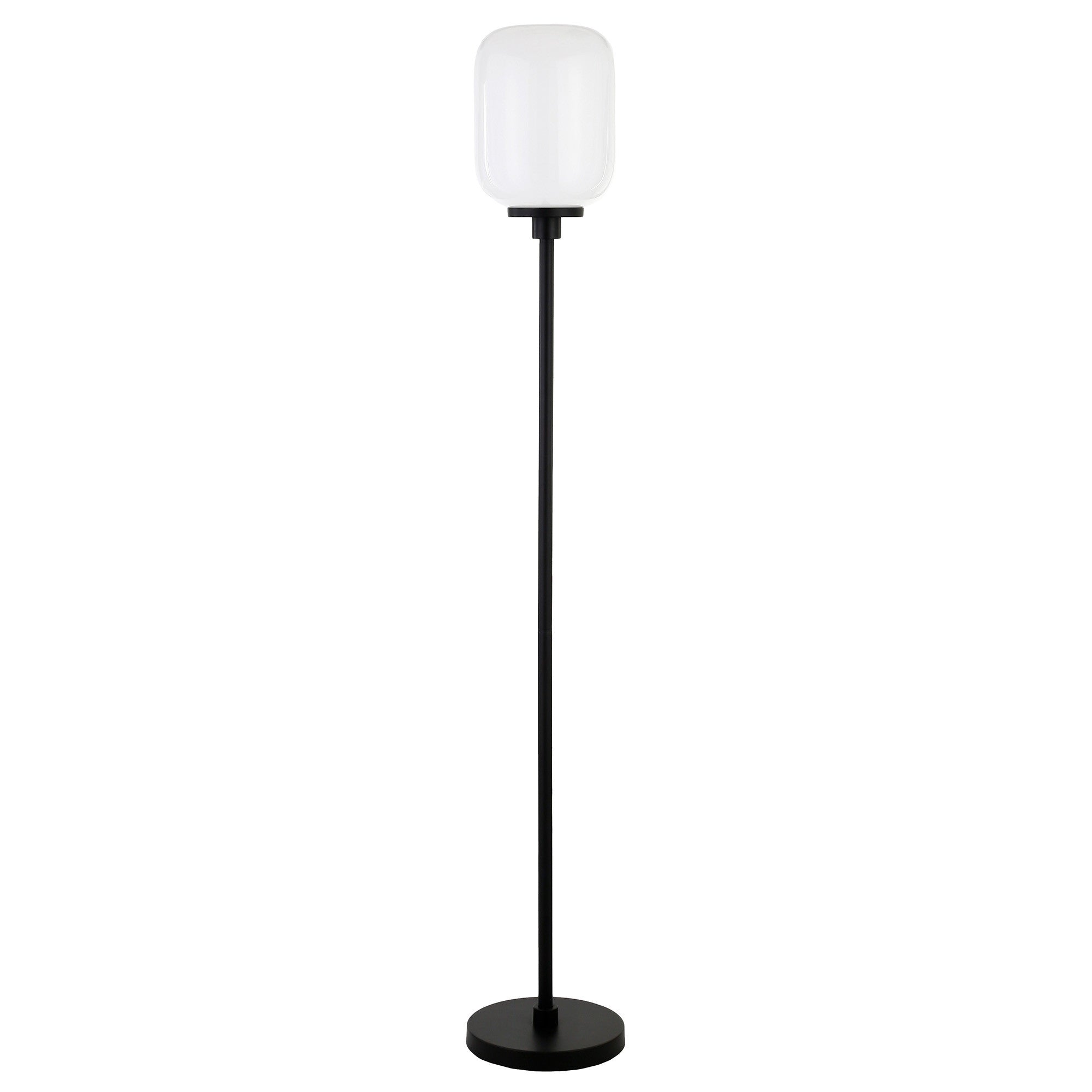 69" Black Novelty Floor Lamp With White Frosted Glass Globe Shade