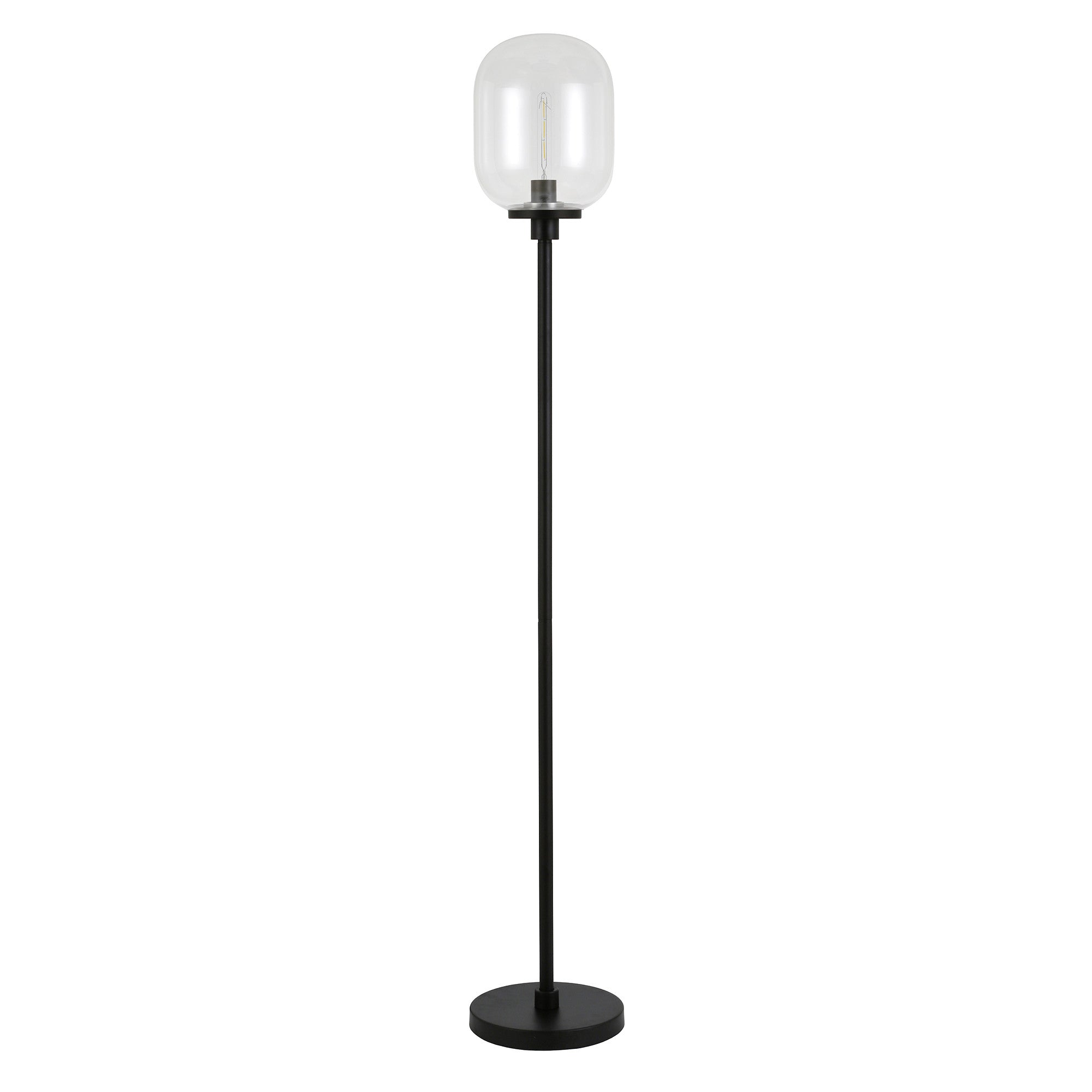 69" Black Novelty Floor Lamp With Clear Seeded Glass Globe Shade