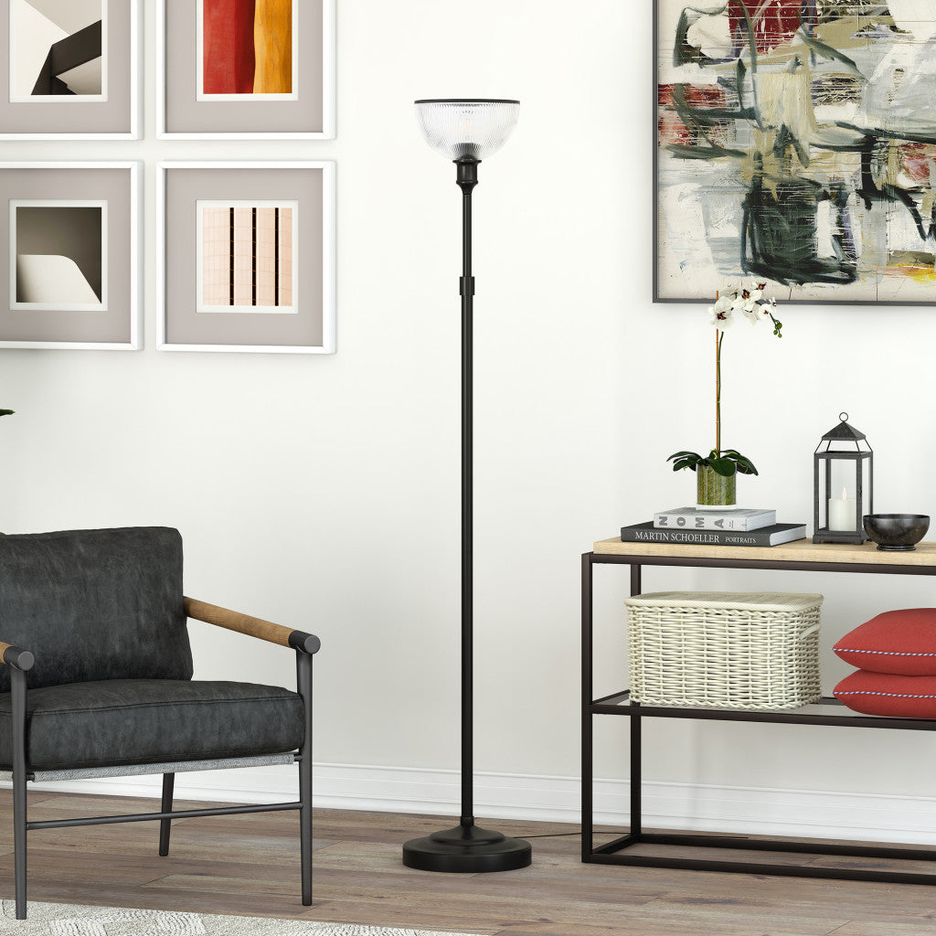 65" Black Novelty Floor Lamp With Clear Transparent Glass Dome Shade