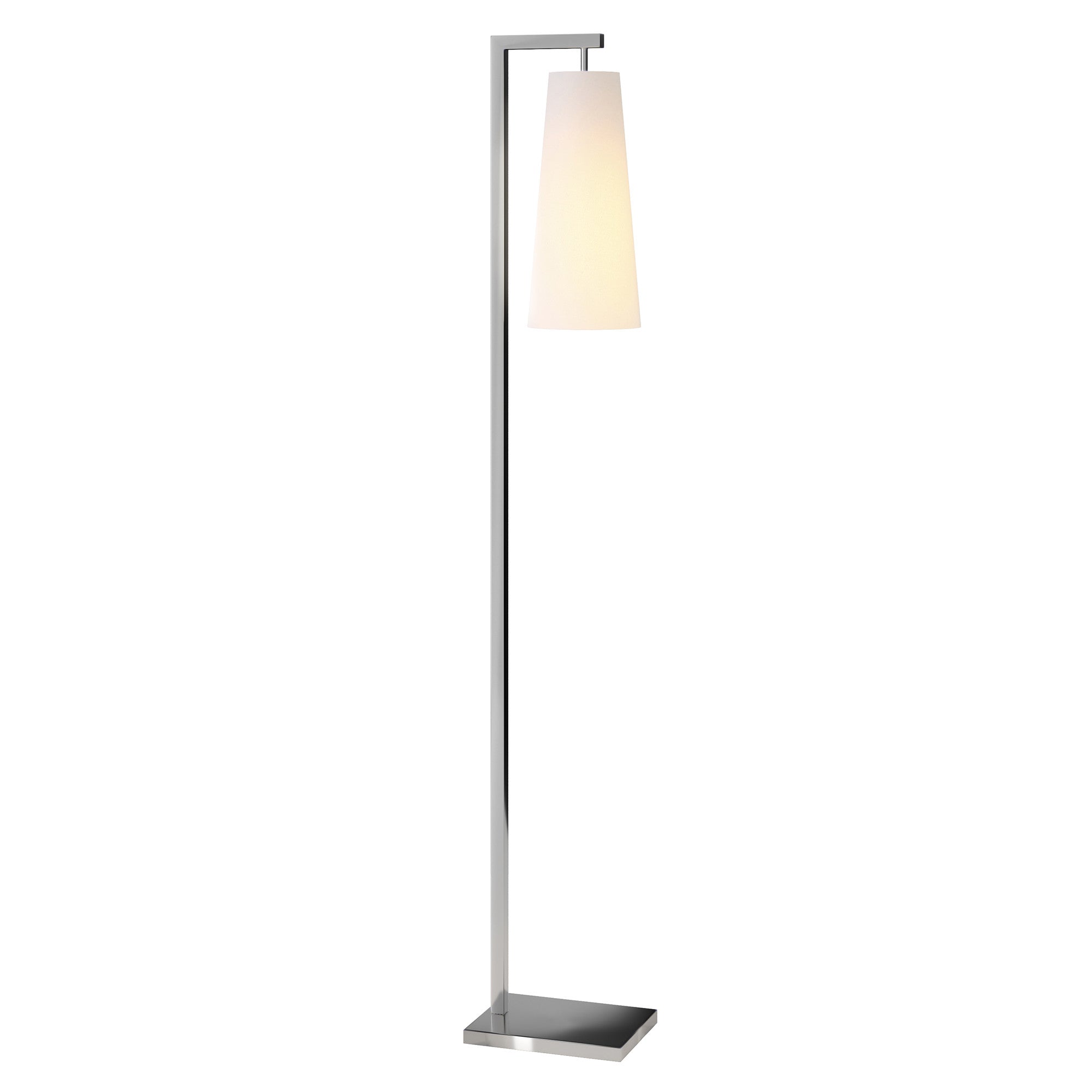 71" Nickel Reading Floor Lamp With White Frosted Glass Cone Shade