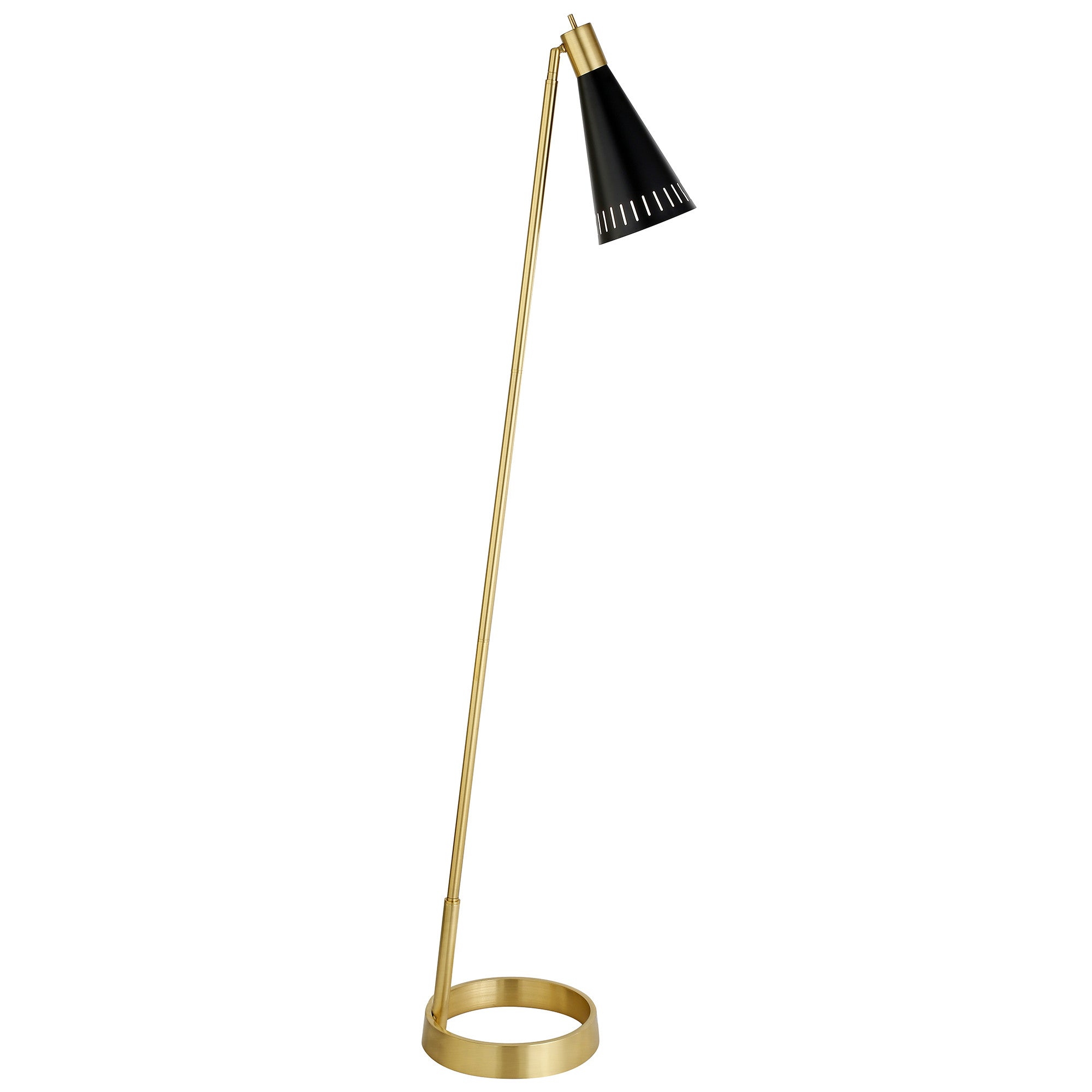 62" Black Reading Floor Lamp With Black Cone Shade