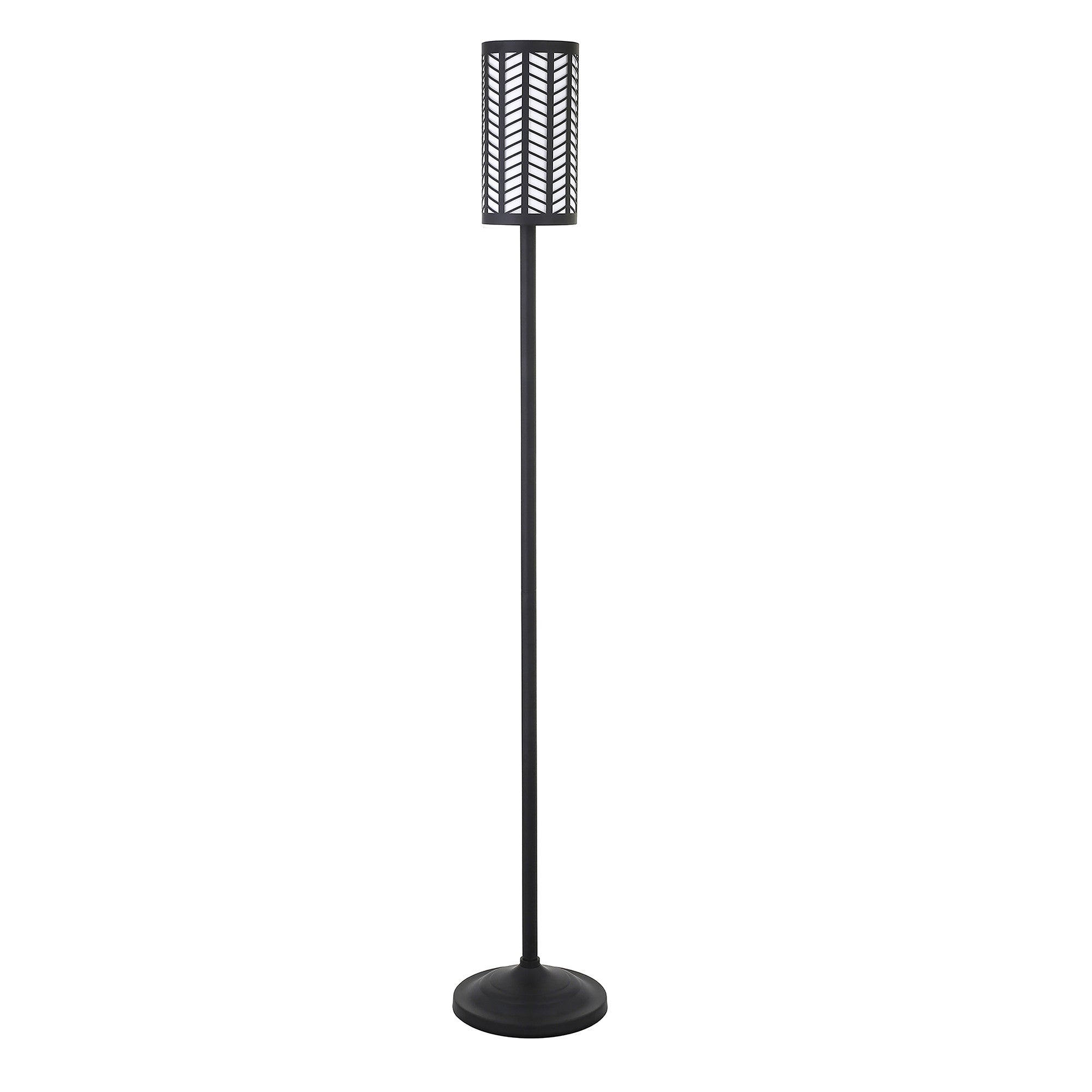 63" Black Torchiere Floor Lamp With Black Drum Shade