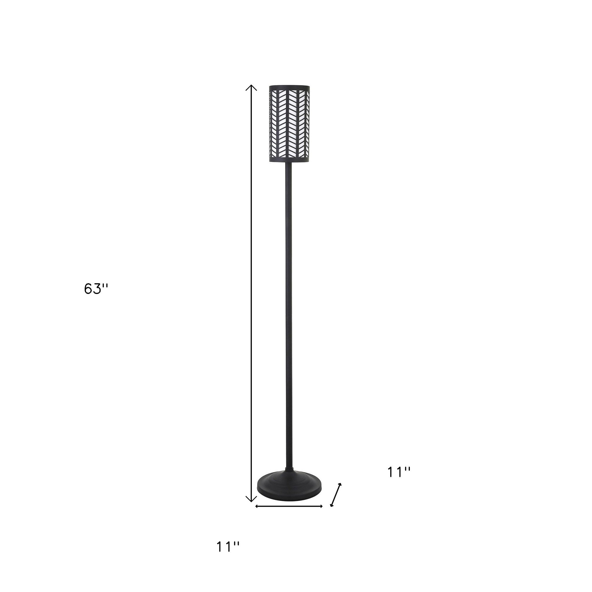 63" Black Torchiere Floor Lamp With Black Drum Shade