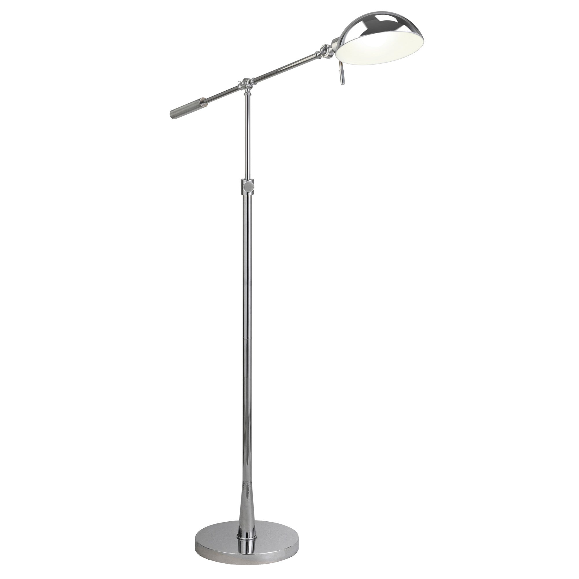 61" Nickel Adjustable Swing Arm Floor Lamp With Nickel No Pattern Cone Shade