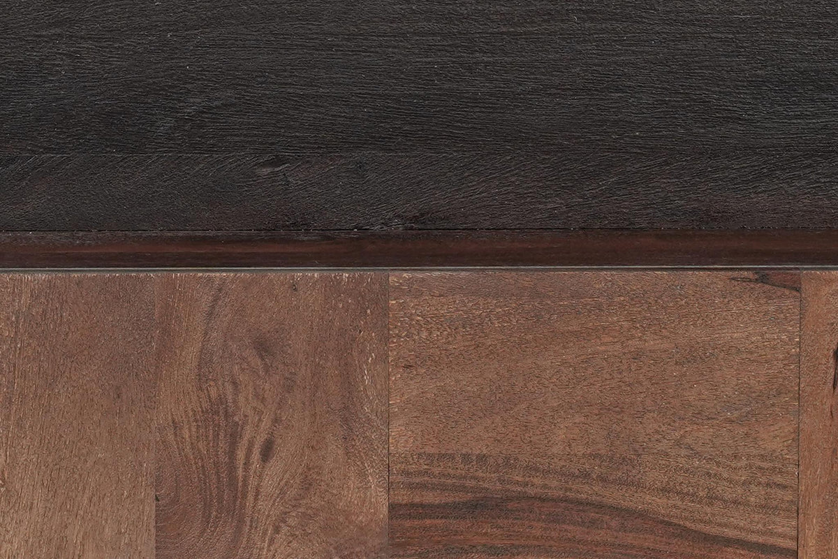 40" Dark Brown and Black Solid Wood Square Block Coffee Table