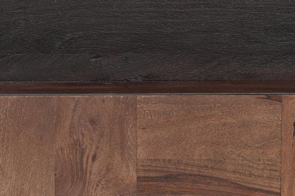 40" Dark Brown and Black Solid Wood Square Block Coffee Table