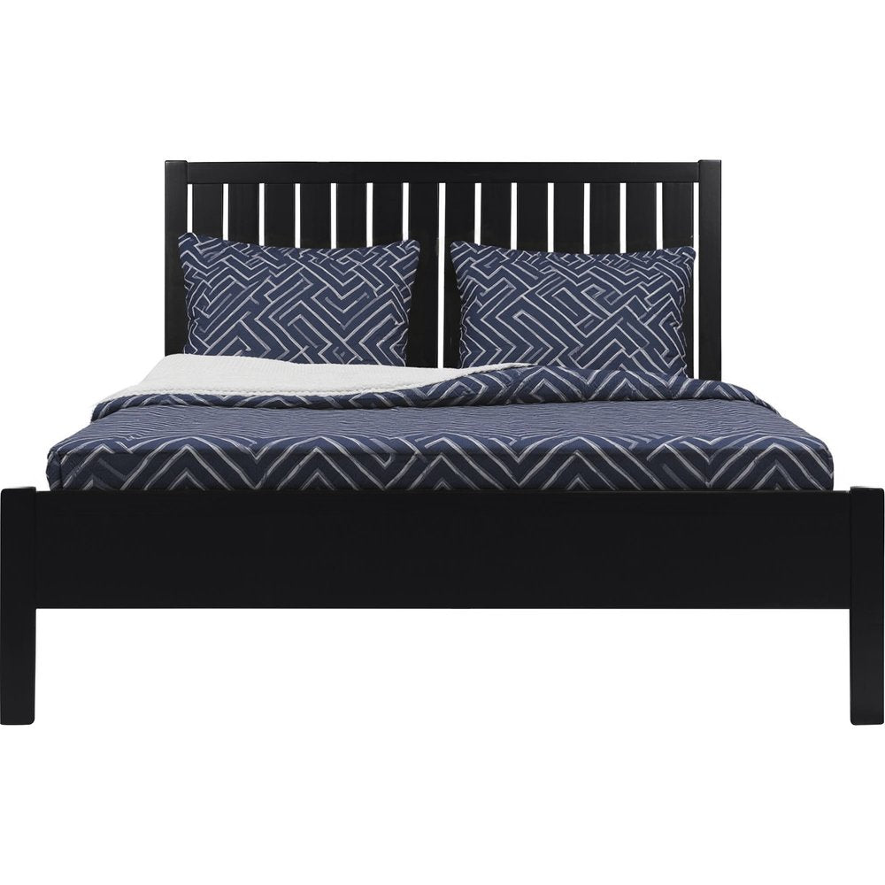 Black Solid Wood Queen Bed Frame