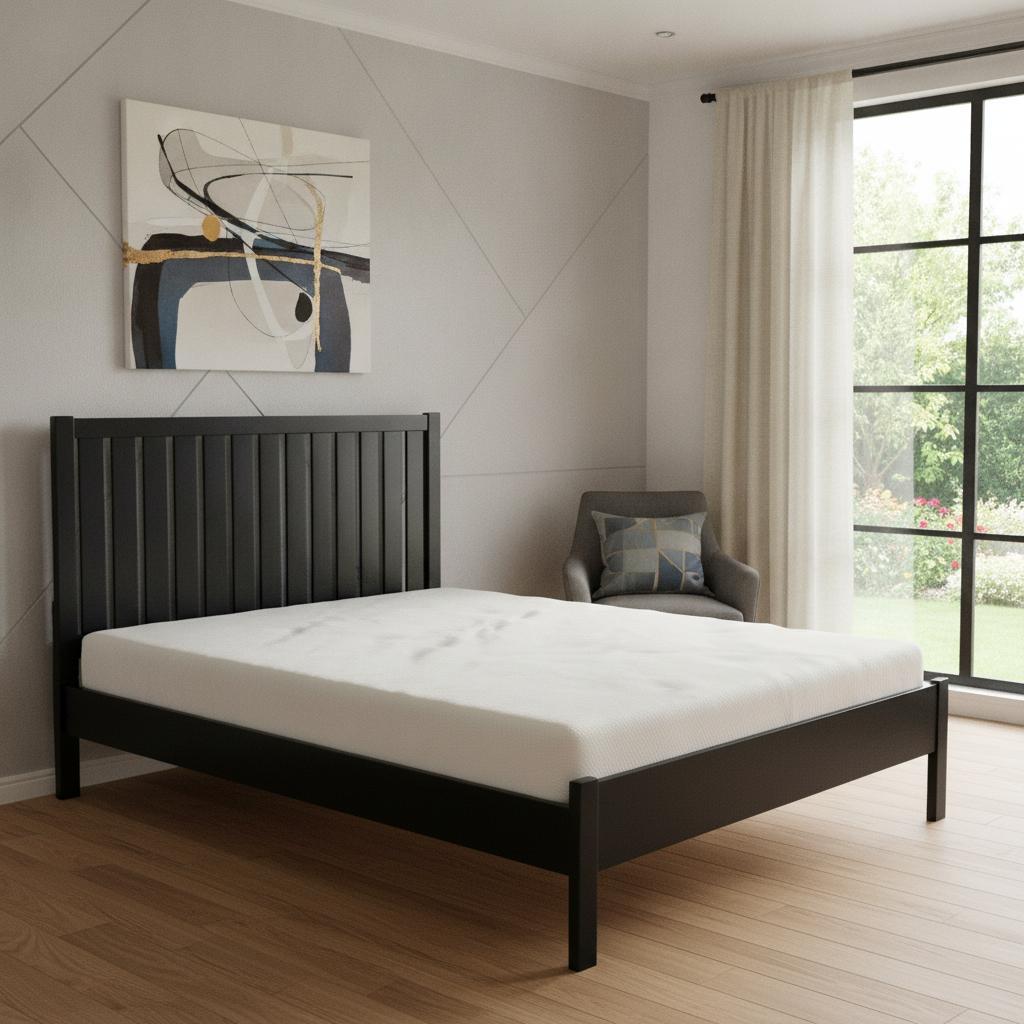Black Solid Wood King Bed Frame