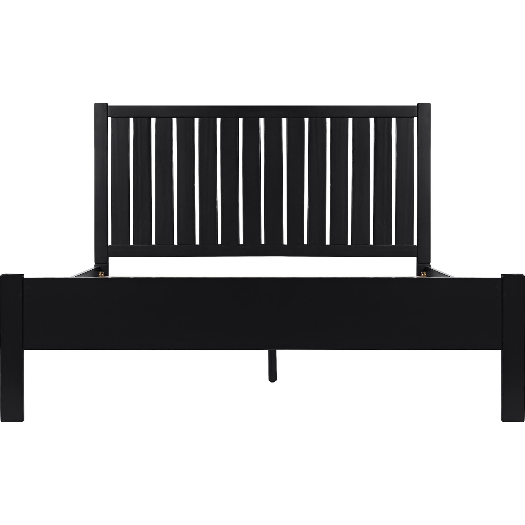 Black Solid Wood King Bed Frame