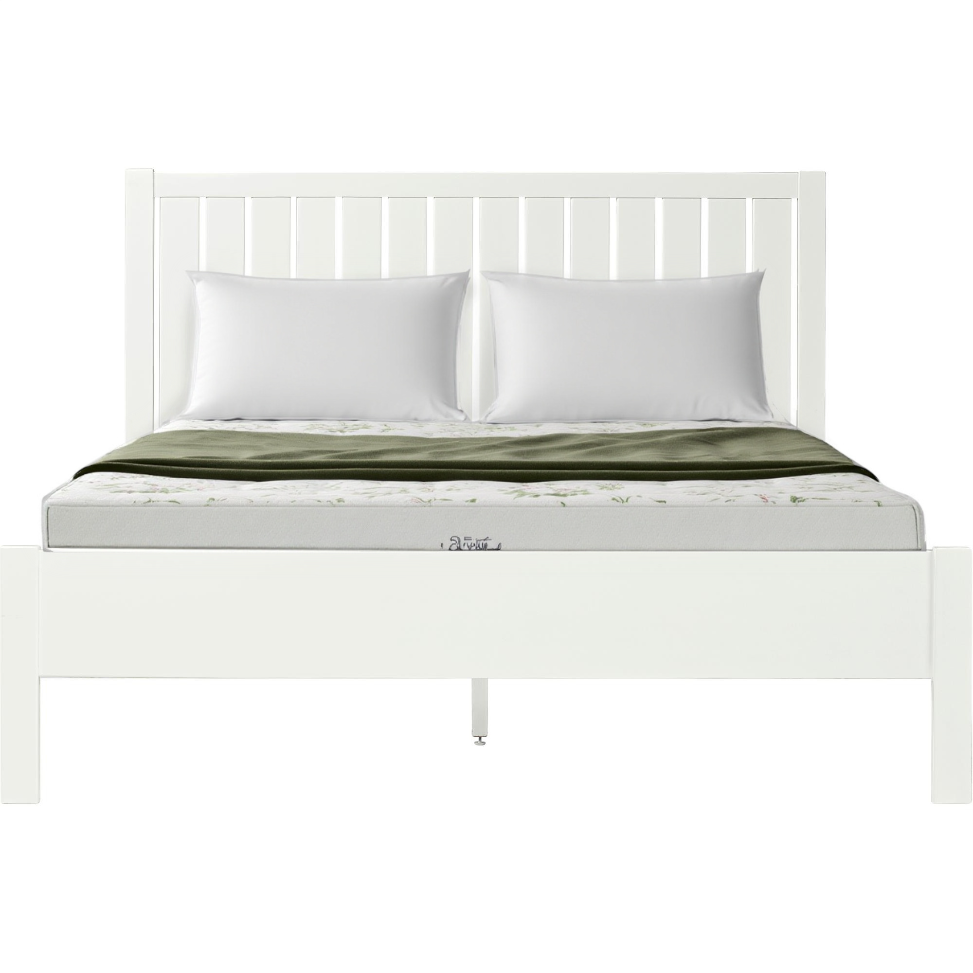 White Shiplap Texture Solid Wood King Bed Frame