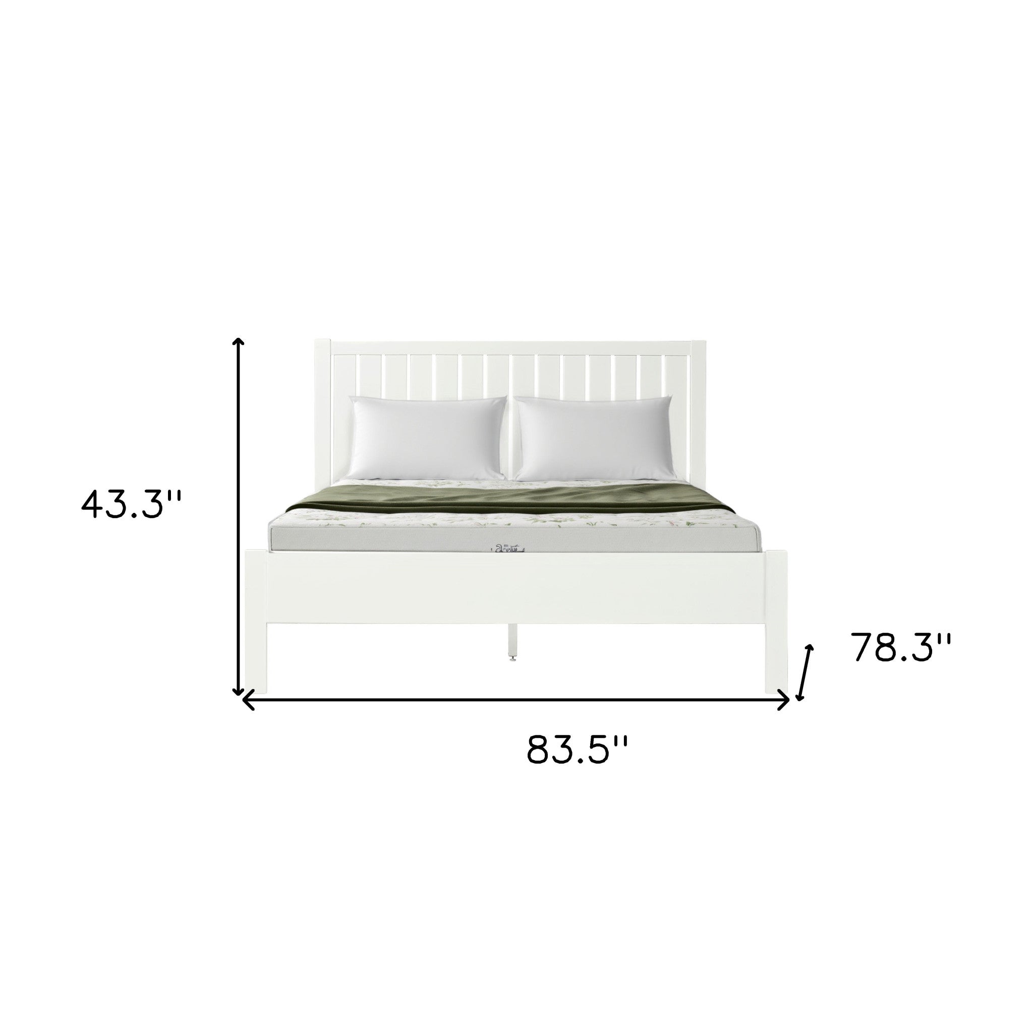 White Shiplap Texture Solid Wood King Bed Frame