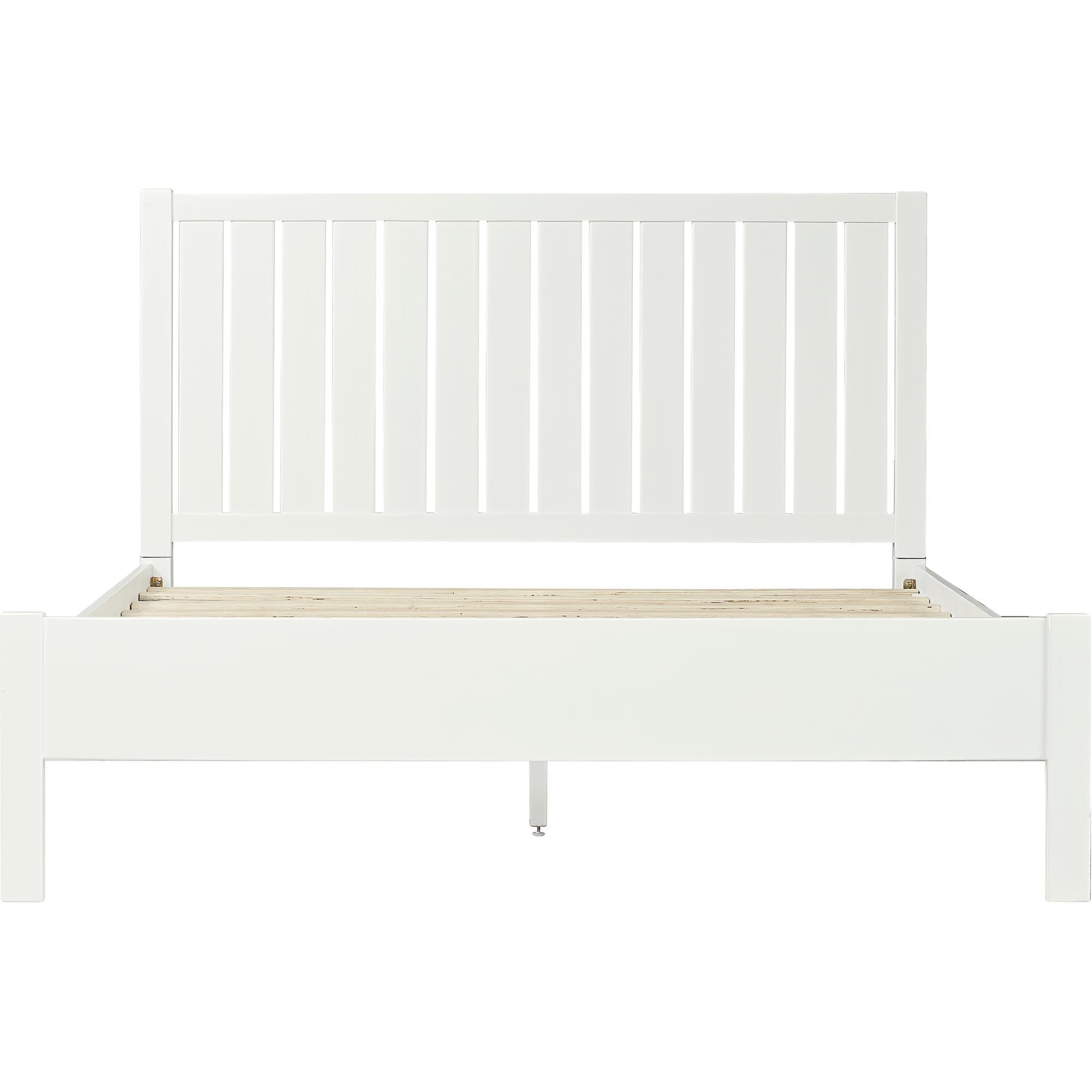White Shiplap Texture Solid Wood King Bed Frame