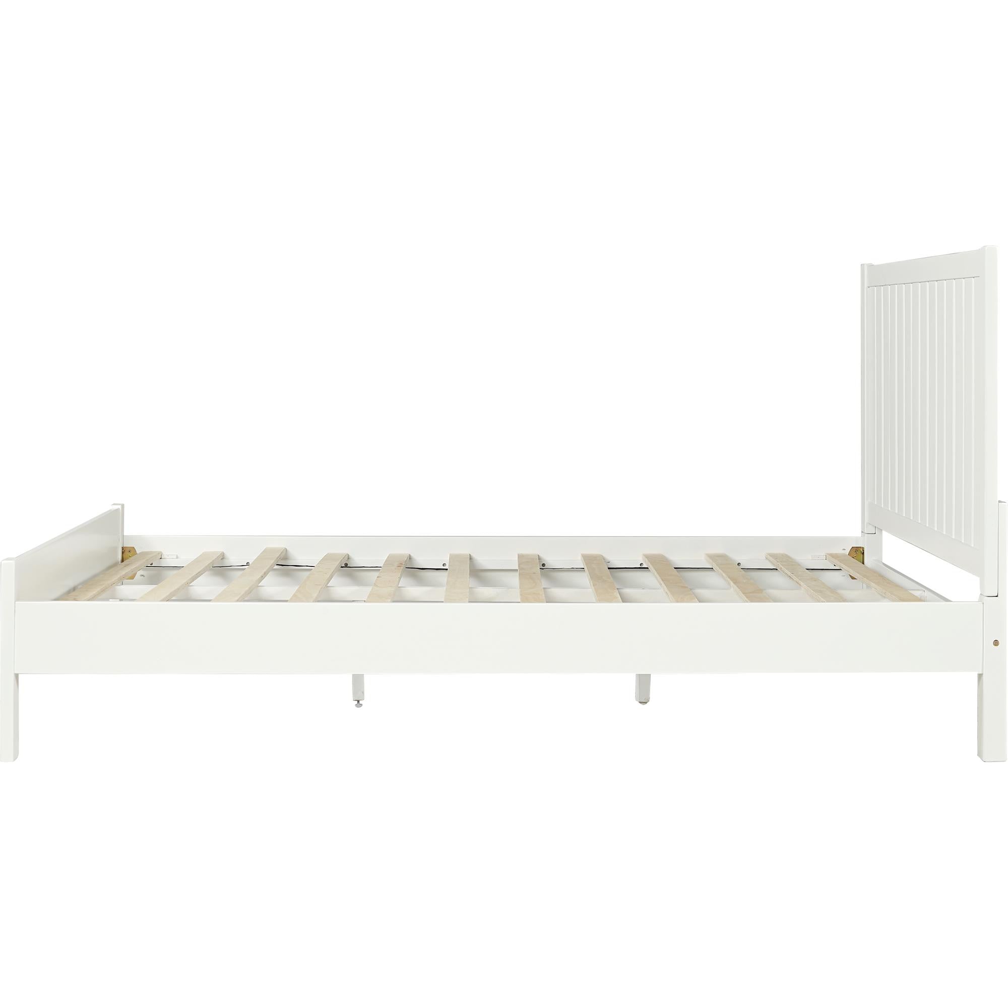 White Shiplap Texture Solid Wood King Bed Frame