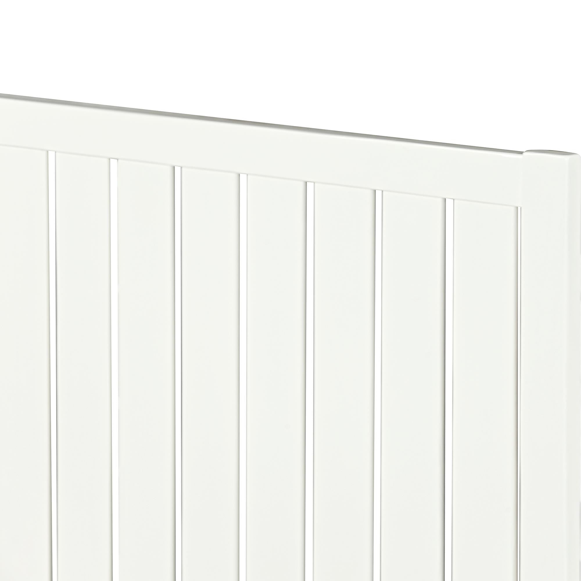White Shiplap Texture Solid Wood King Bed Frame
