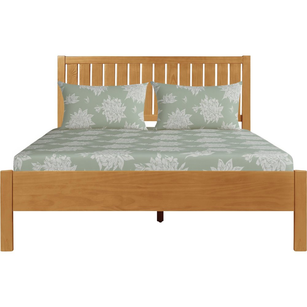 Natural Shiplap Texture Solid Wood Queen Bed Frame