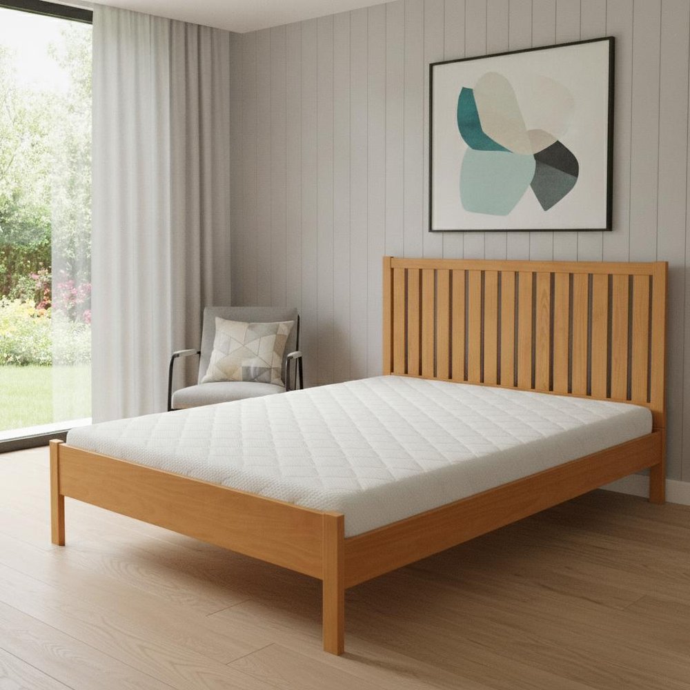 Natural Shiplap Texture Solid Wood Queen Bed Frame