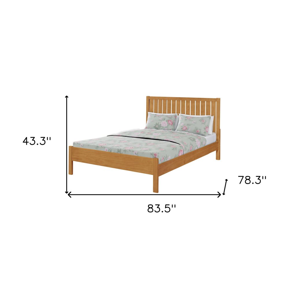 Natural Shiplap Texture Solid Wood Queen Bed Frame