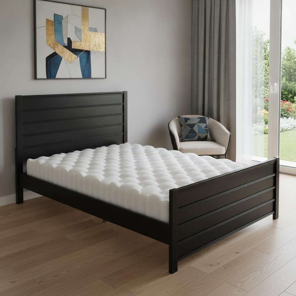 Black Solid Wood Queen Bed Frame
