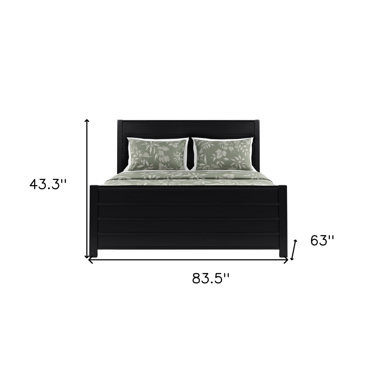 Black Solid Wood Queen Bed Frame