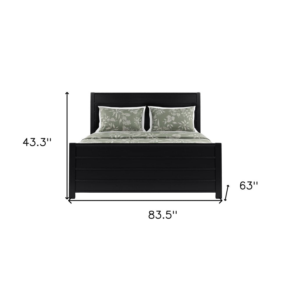 Black Solid Wood Queen Bed Frame