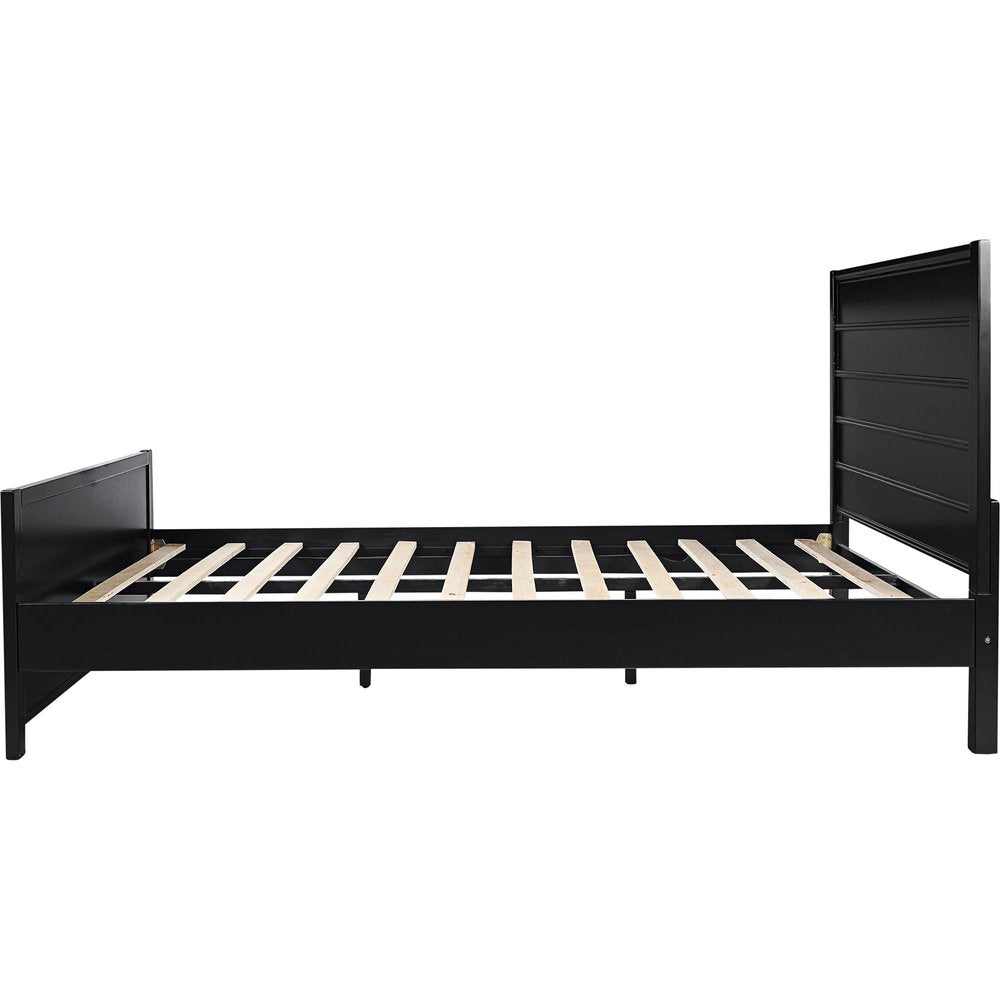 Black Solid Wood Queen Bed Frame
