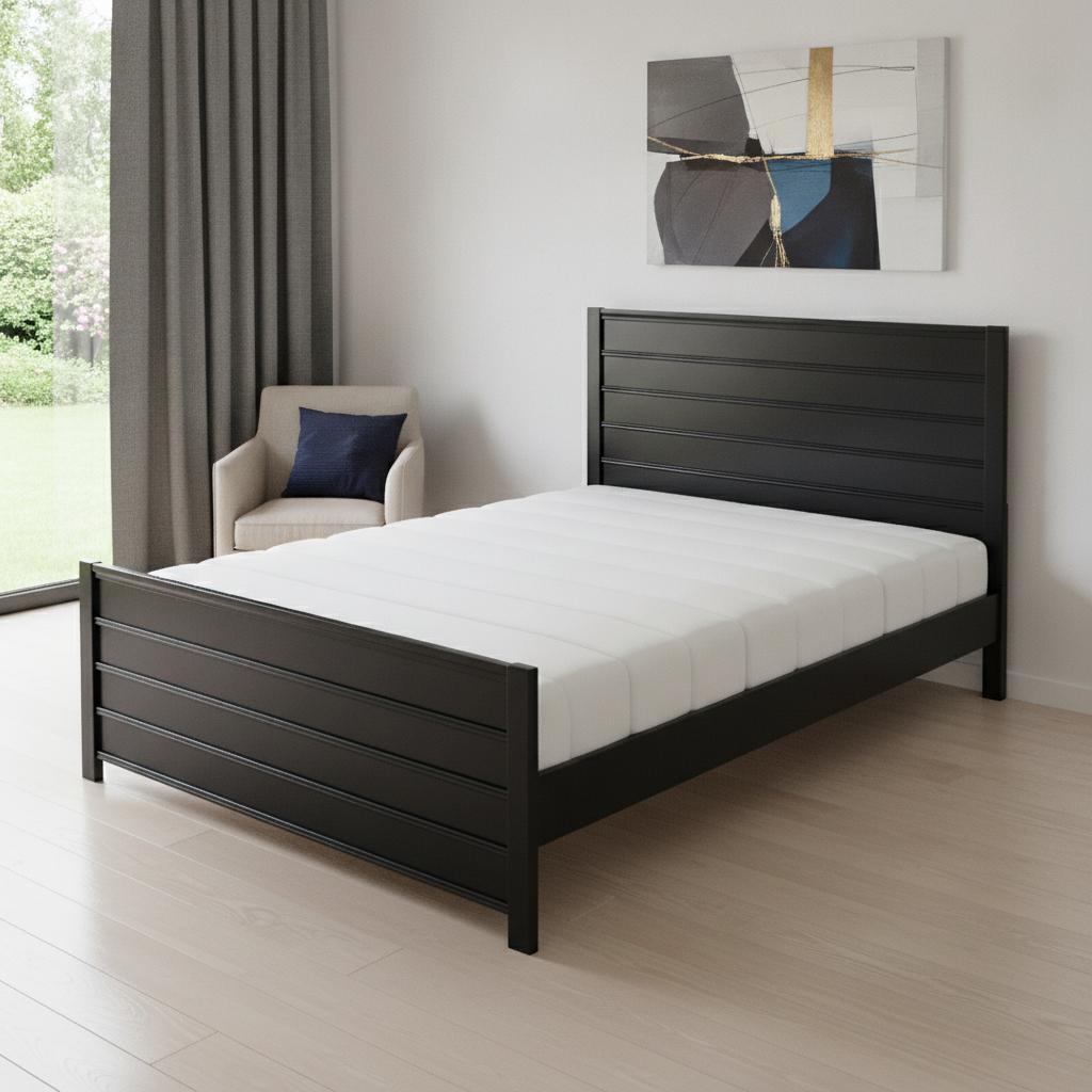 Black Solid Wood King Bed Frame