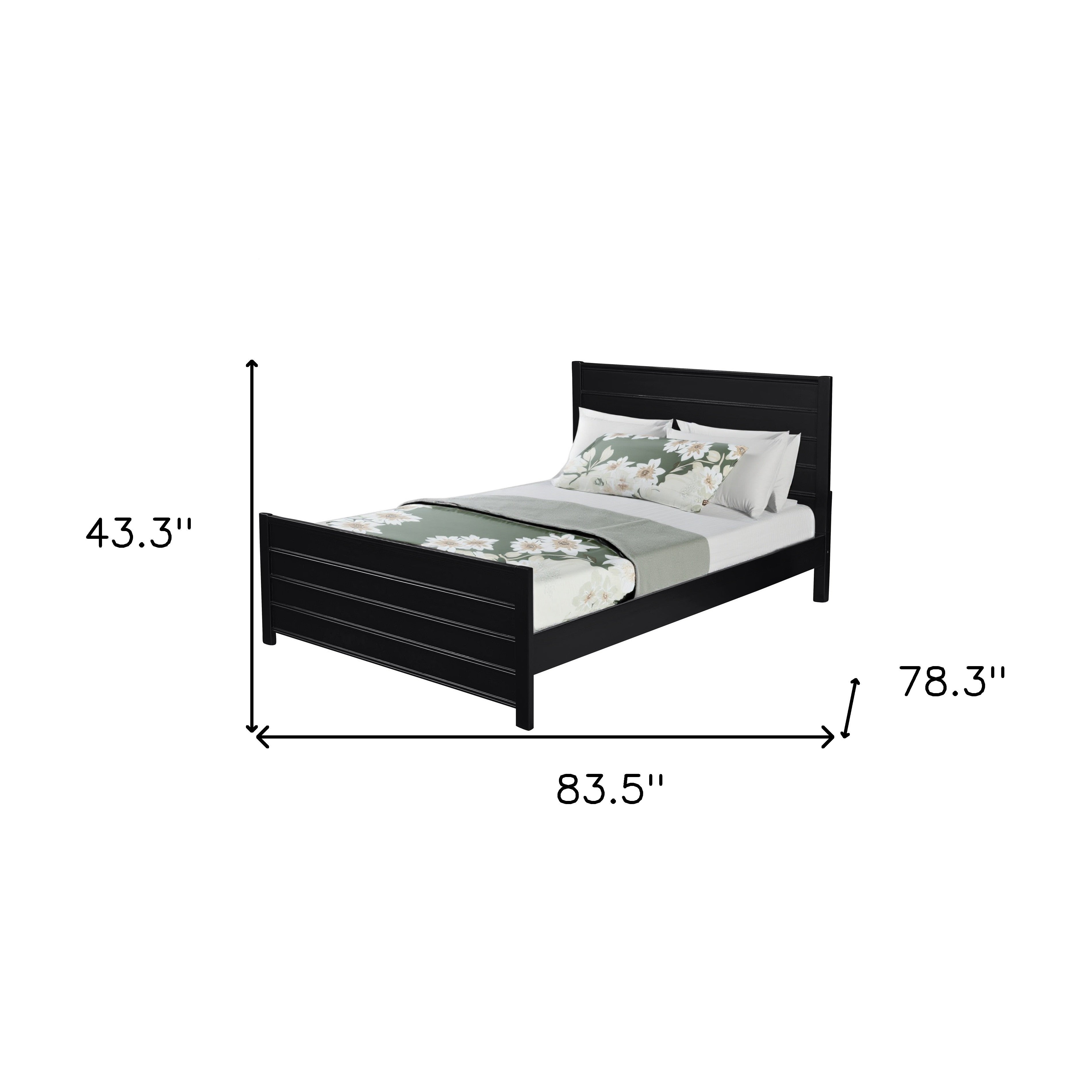 Black Solid Wood King Bed Frame