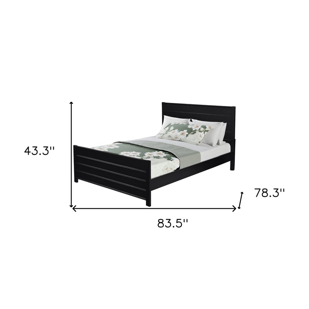 Black Solid Wood Queen Bed Frame